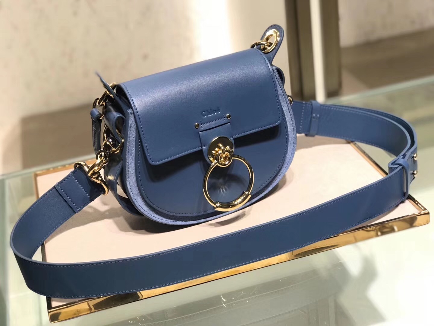 Chloe Small Tess bag in blue leather