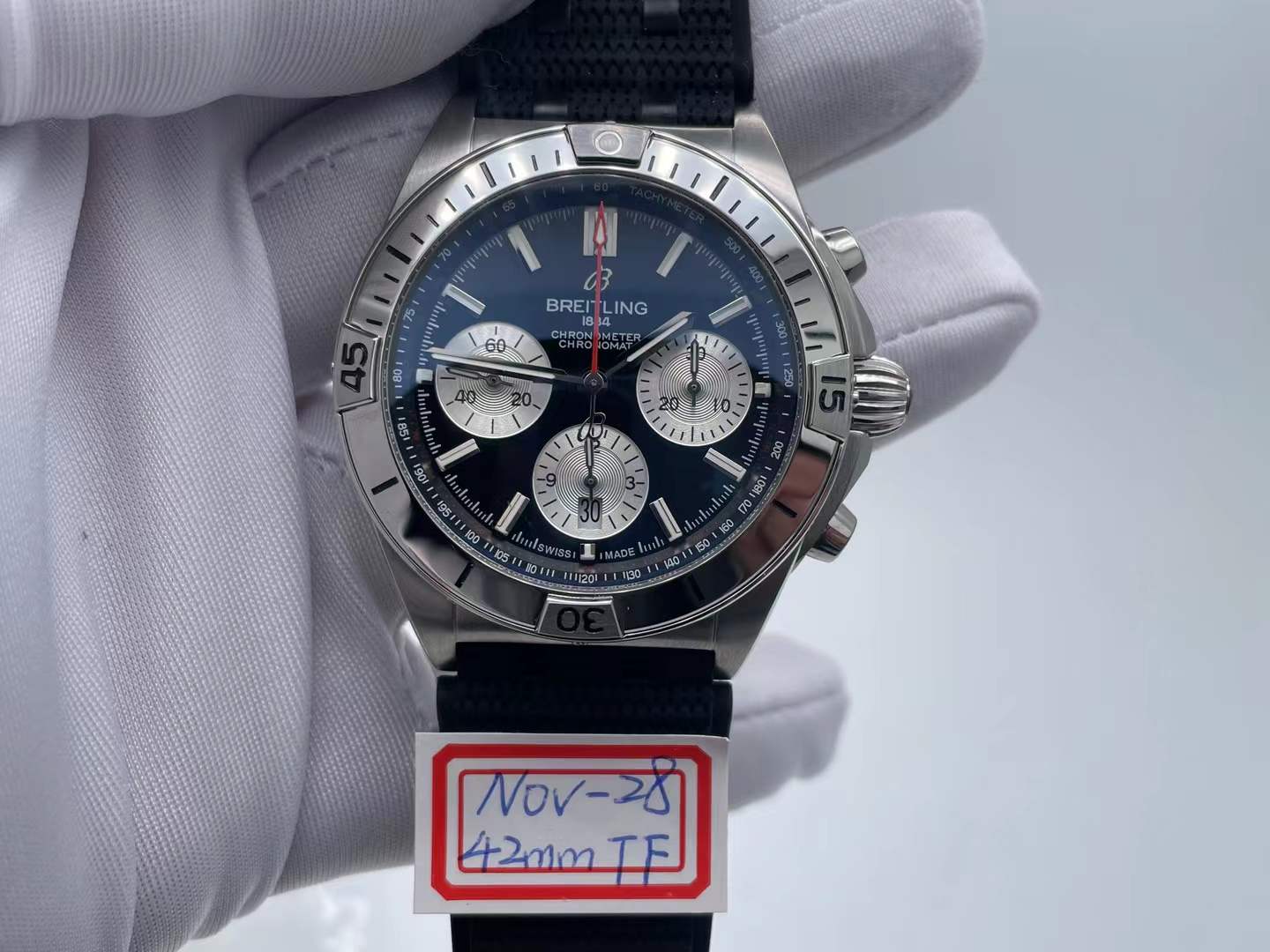 BSW0542C - Chronomat B01 V2 SS/SS Blk/Silv/Stk TF Asia 7750 $538