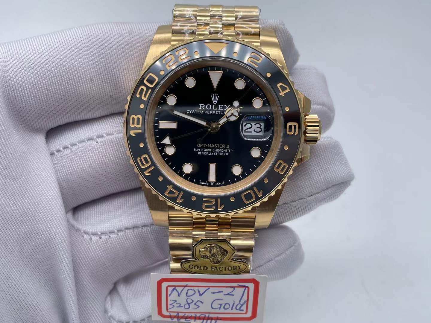 GMT Master II 126718 GRNR Gain Weight Gold Factory 1:1 Best Edition Black Dial on YG Jubilee Bracelet VR3285 CHS $708