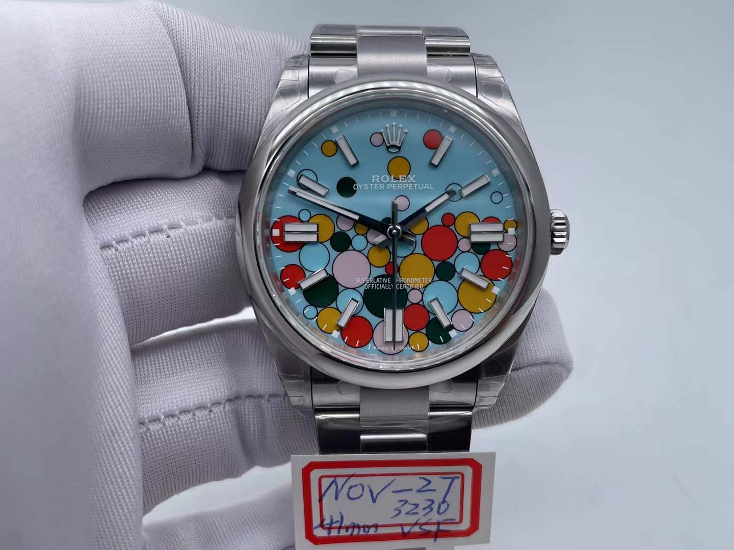 ROYP049D - Oyster Pert 41mm 124300 SS/SS Bubbles VSF V2 VS3230 $498