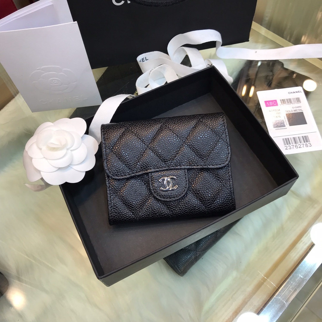 Chanel Classic Small Flap Wallet in black lambskin