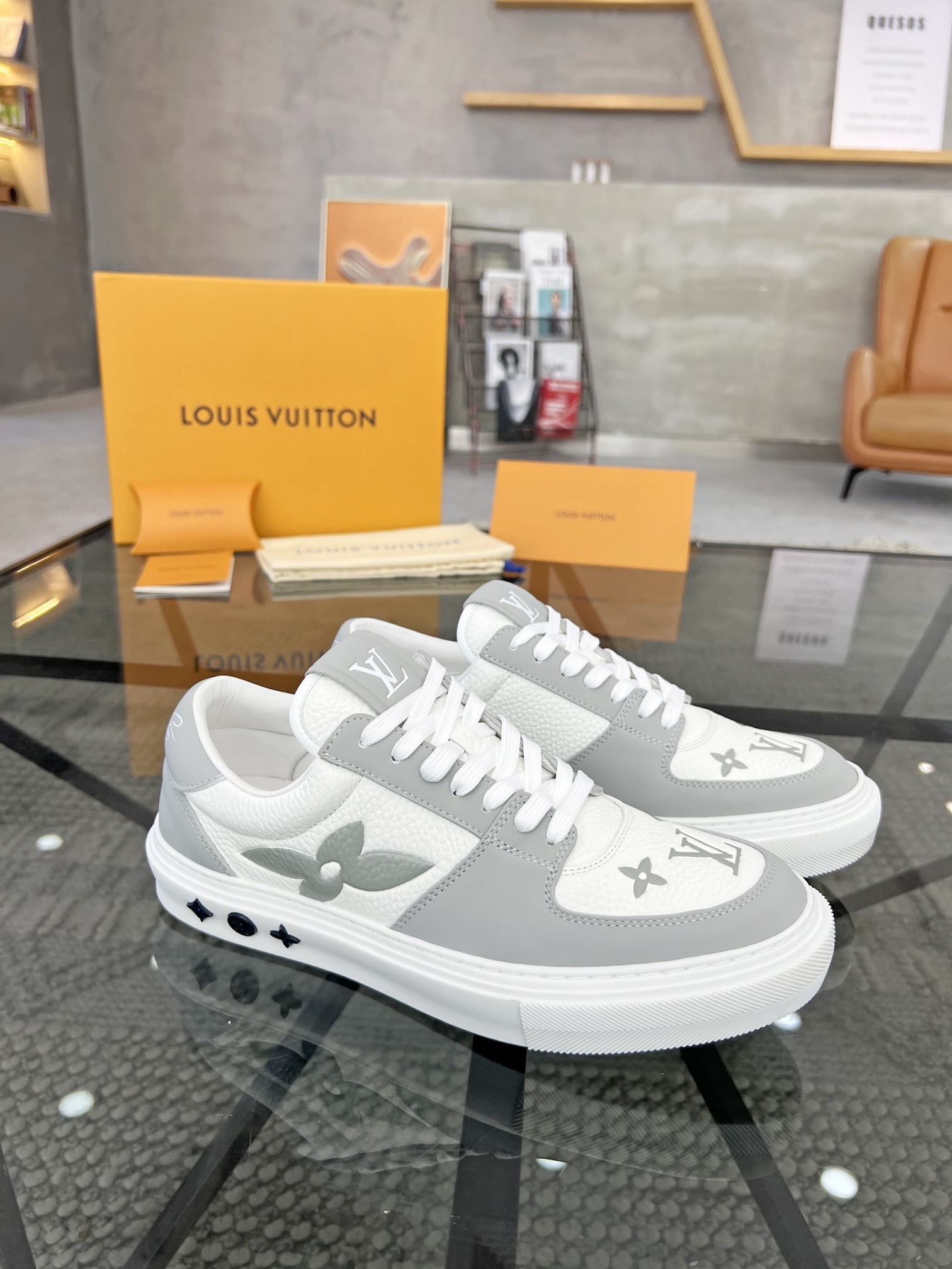 LV Charlie sneaker in a white and grey