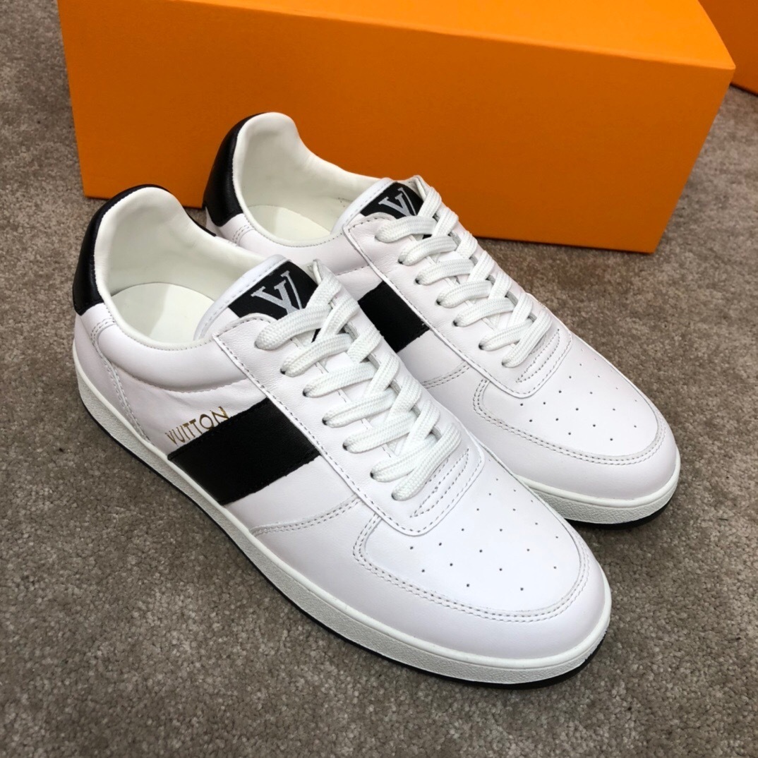 LV Rivoli sneakers in white grain leather