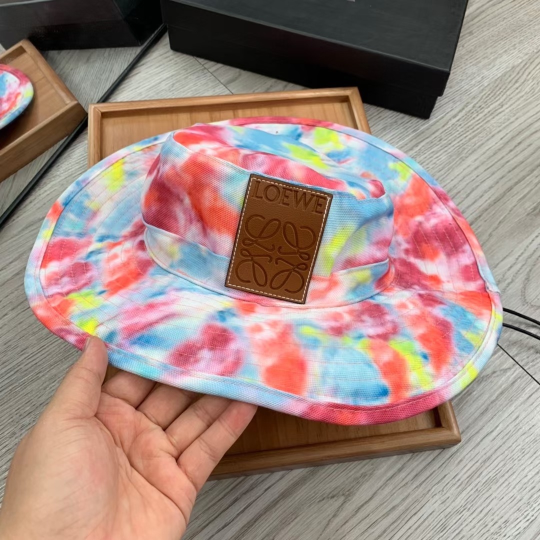 Loewe Paula's Ibiza tie-dye cotton bucket hat with an embossed logo patch