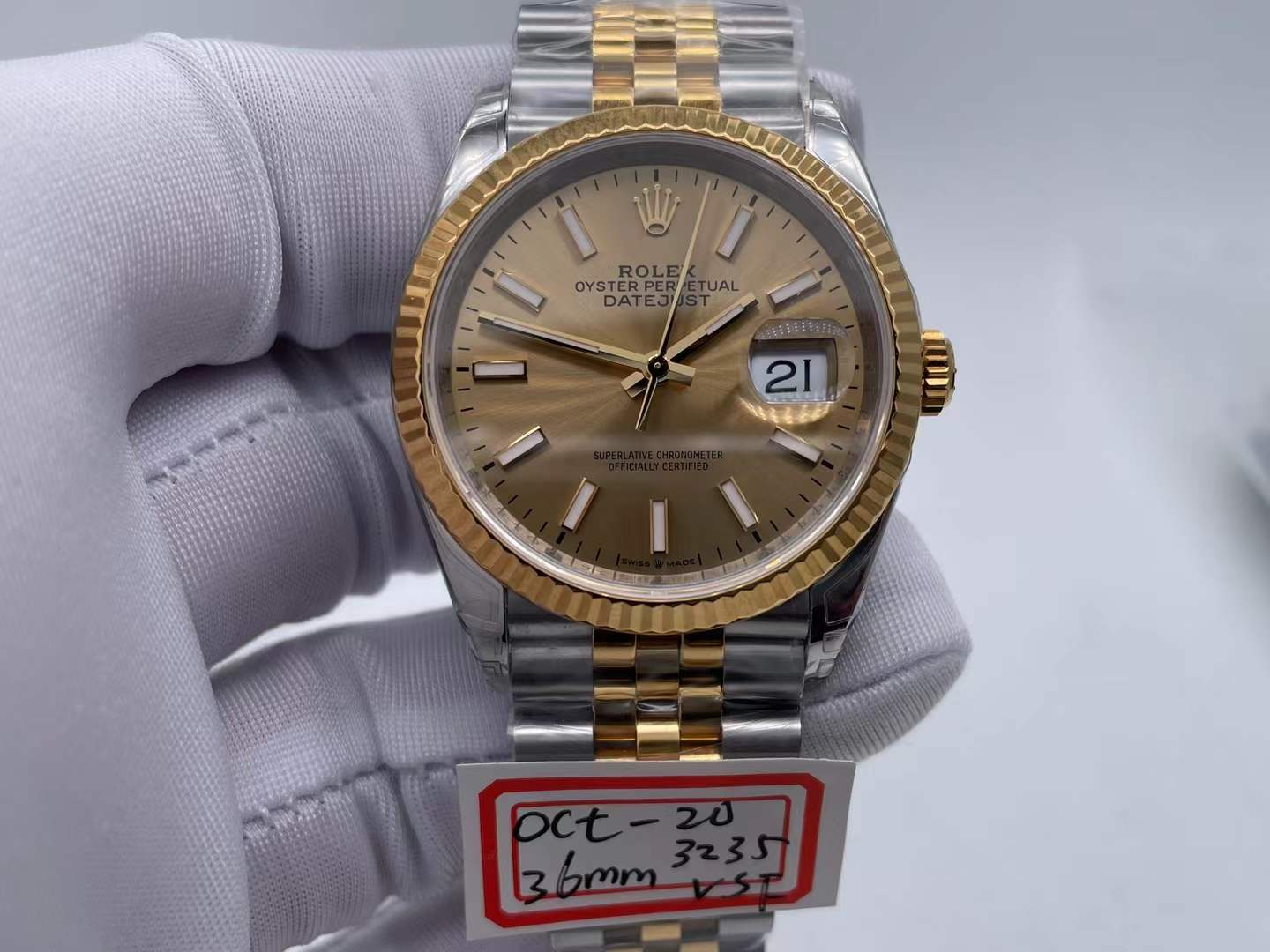 RDJ0445 - DJ 36mm Jub Flt 904L YG/SS Gold/Stk VSF VS3235 $508