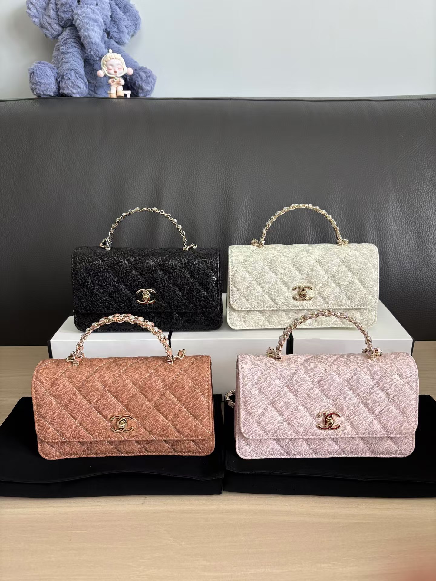 Chanel 25S Top Handle Kelly Clutch with Chain gold-tone hardware