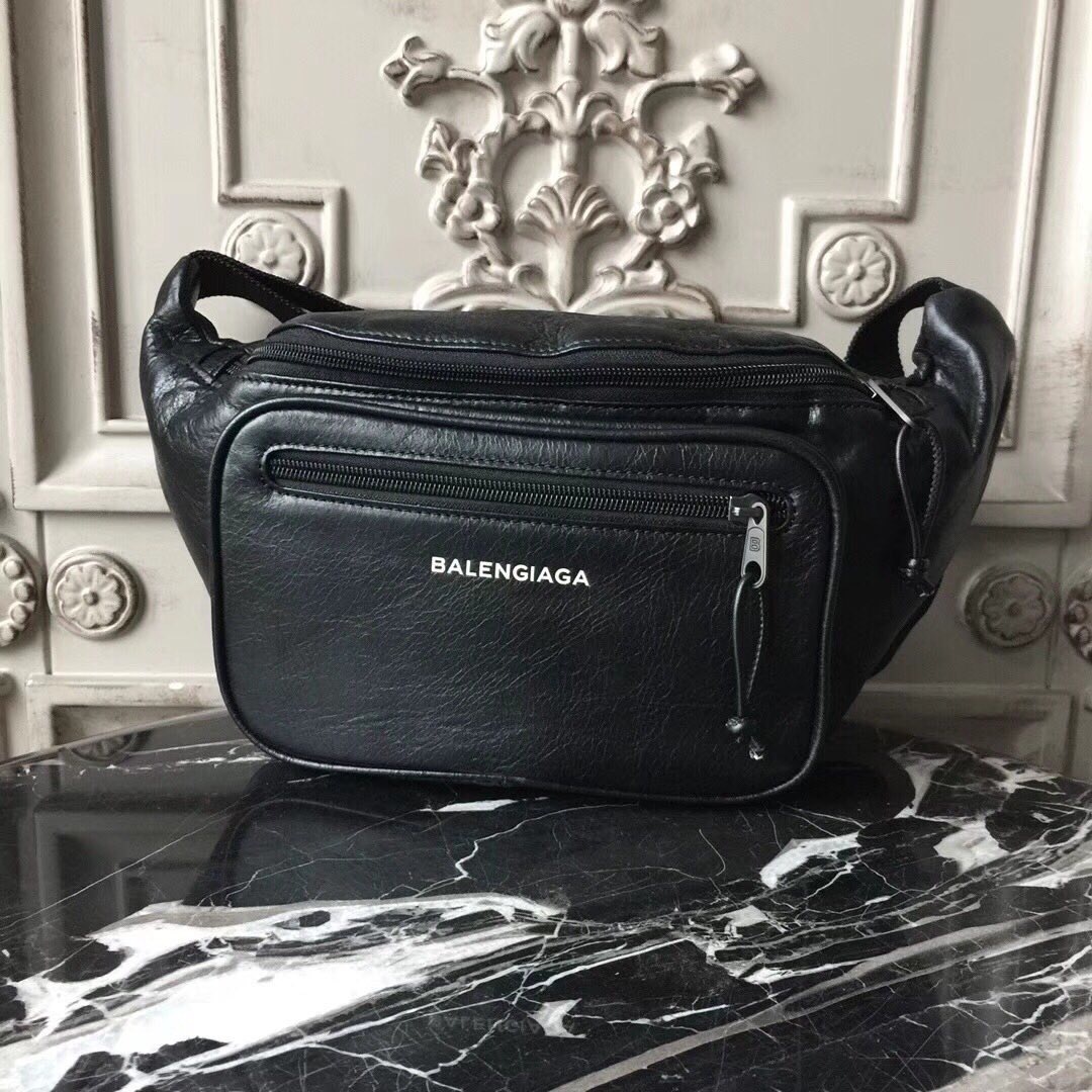 Balenciaga Explorer belt pack made of black textured leather