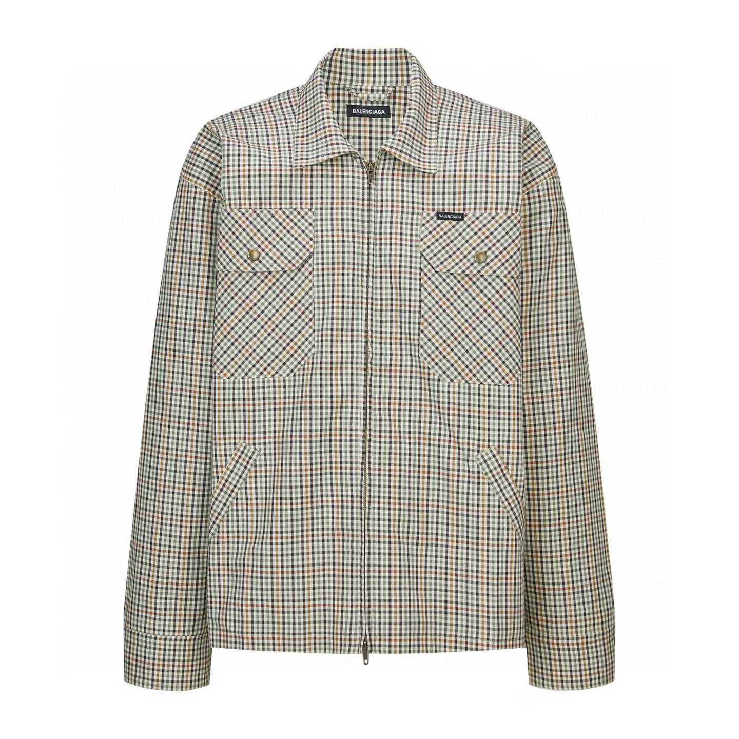 Balenciaga checked cotton zip-up shirt jacket