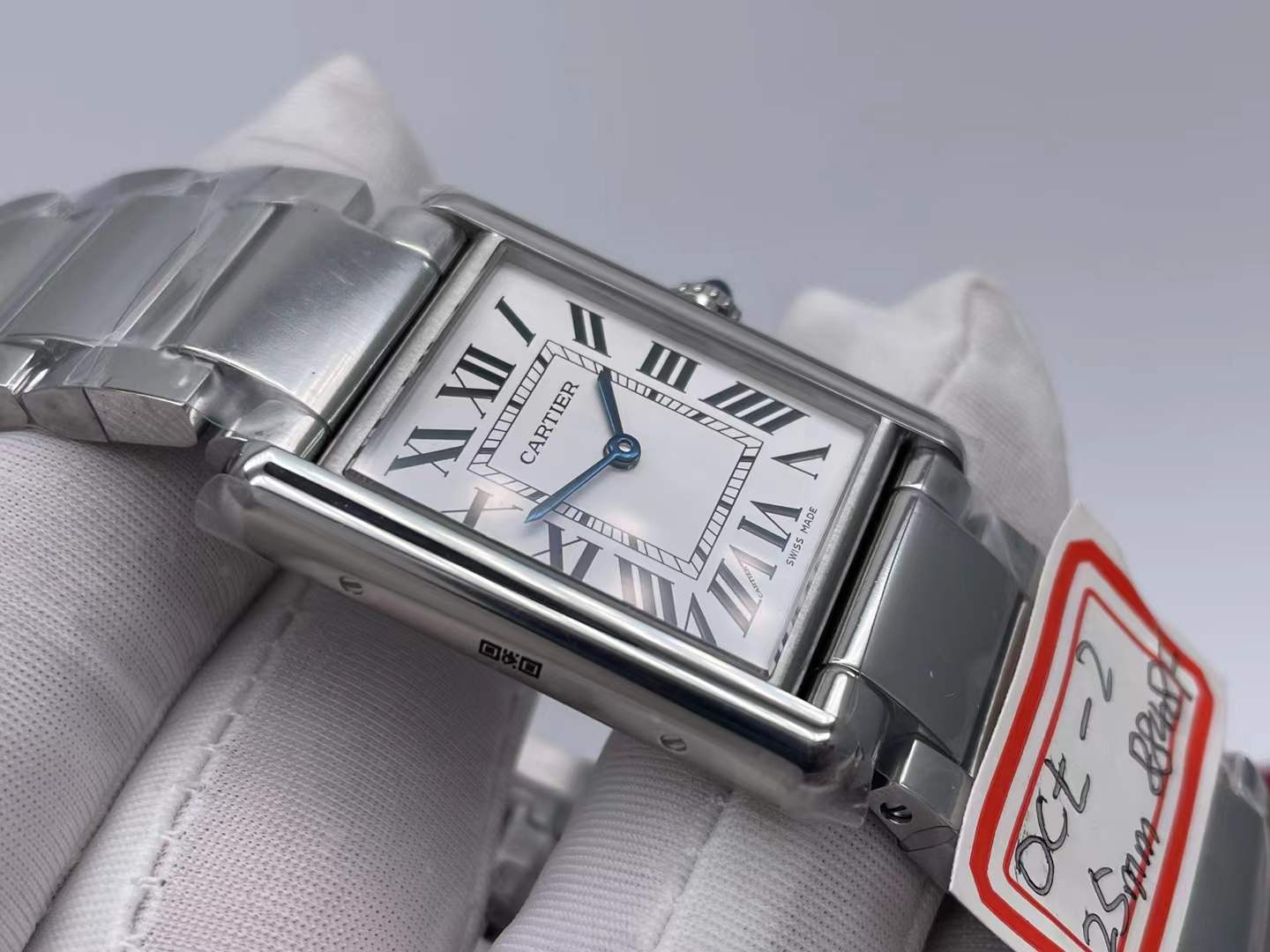 Tank Louis Ladies 25mm SS 8848F 1:1 Best Edition White Dial on SS Bracelet Ronda Quartz(Free leather strap) $268