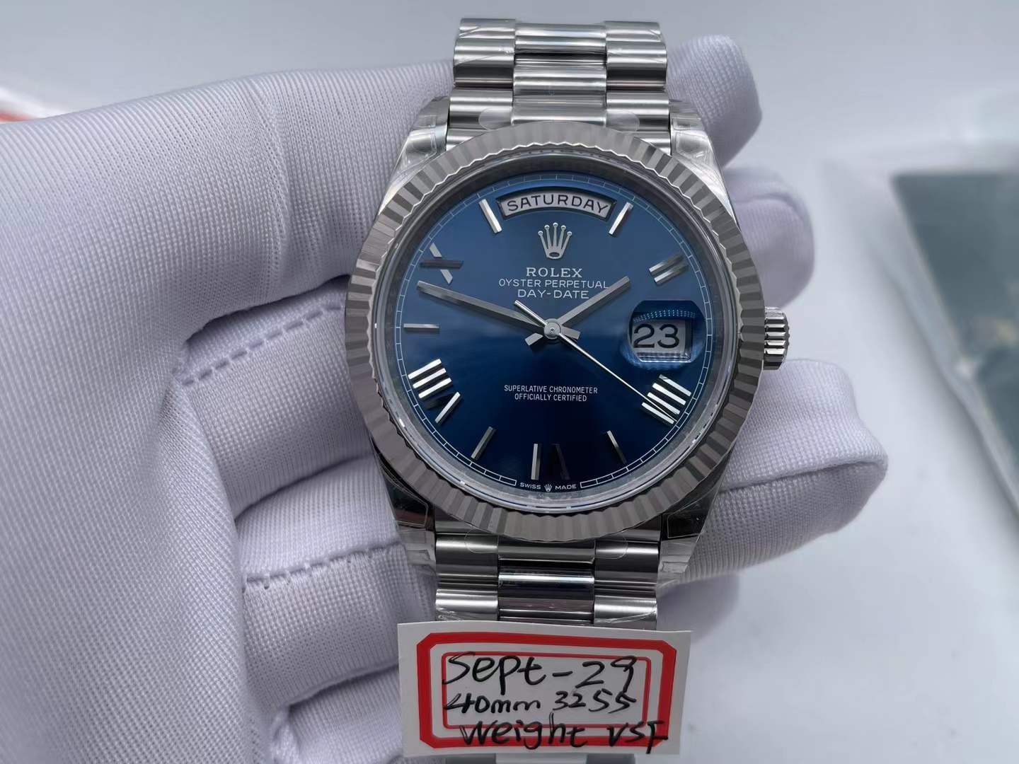 RDD0312F - DayDate 40mm 904L Flt SS/SS Blue/Rm/Stk VSF A2836 $378
