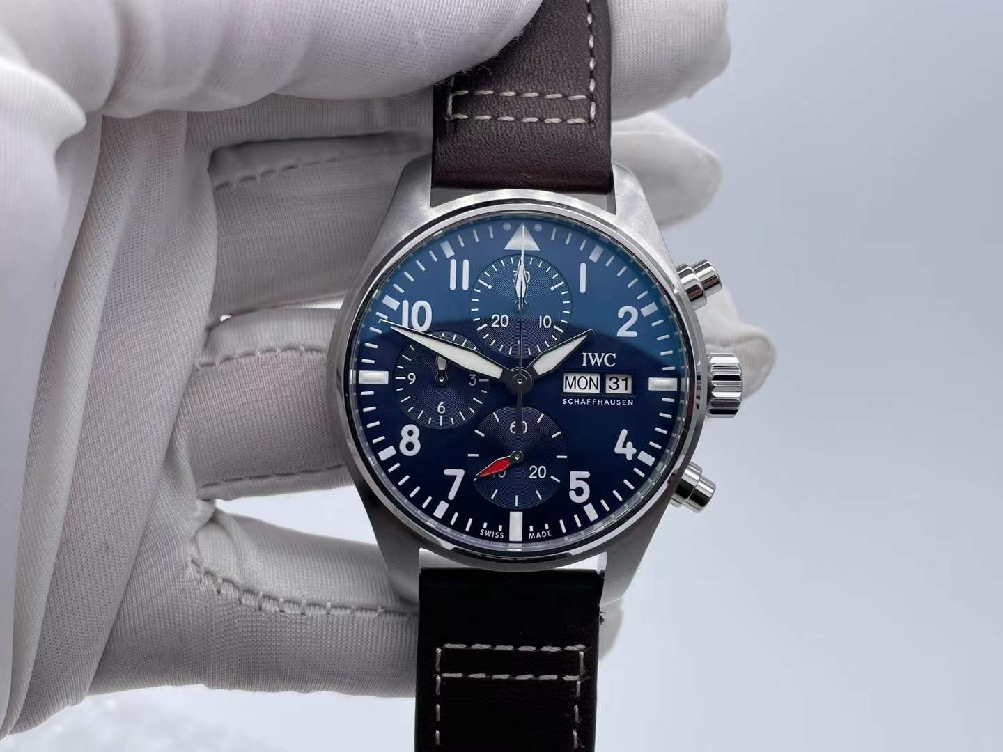 IWC0320 - 3777 Pilot Chrono SS/LE Blue "Le Petit" V2 ZF A7750 $338