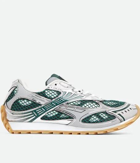 Bottega Veneta Orbit sneaker in the silver and green colorway