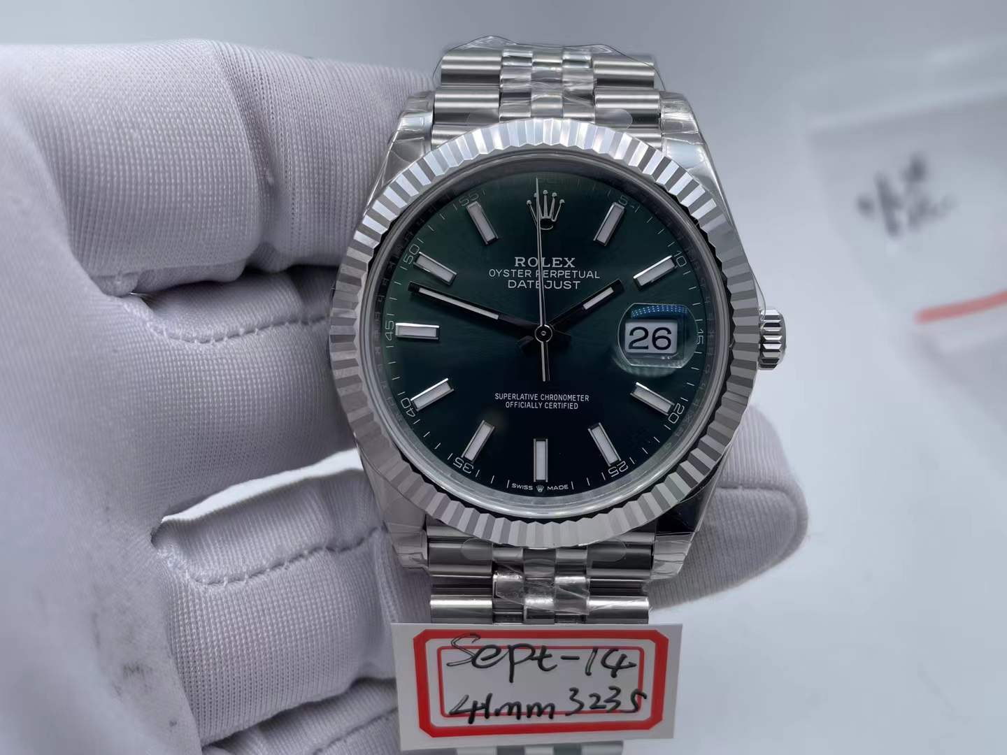 R2DJ0435 - DJ2 41mm Jub Flt 904L SS/SS Grn/Stk VSF VS3235 $488