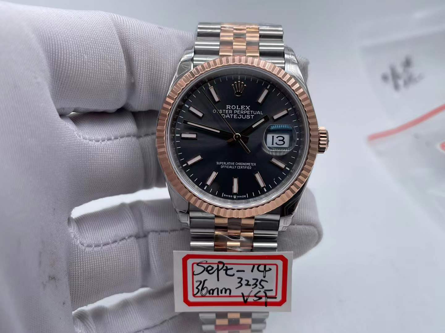 RDJ0446 - DJ 36mm Jub Flt 904L RG/SS Grey/Stk VSF VS3235 $508