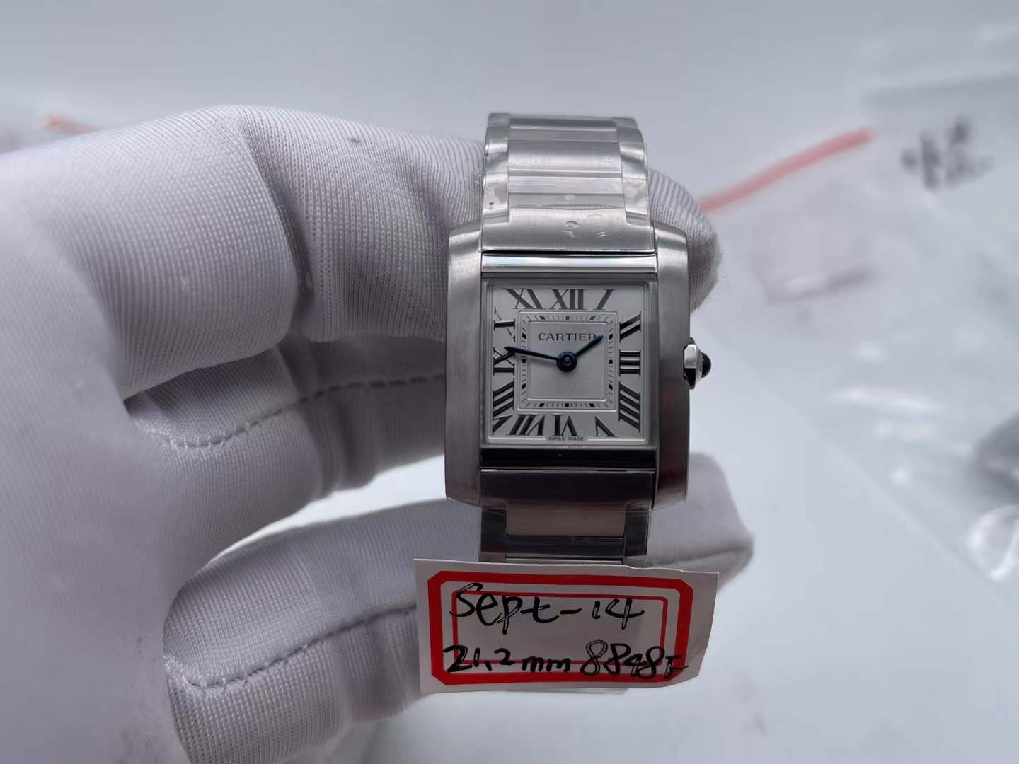 Tank Francaise Ladies 25mm SS 8848F 1:1 Best Edition White Dial on SS Bracelet Ronda Quartz $218