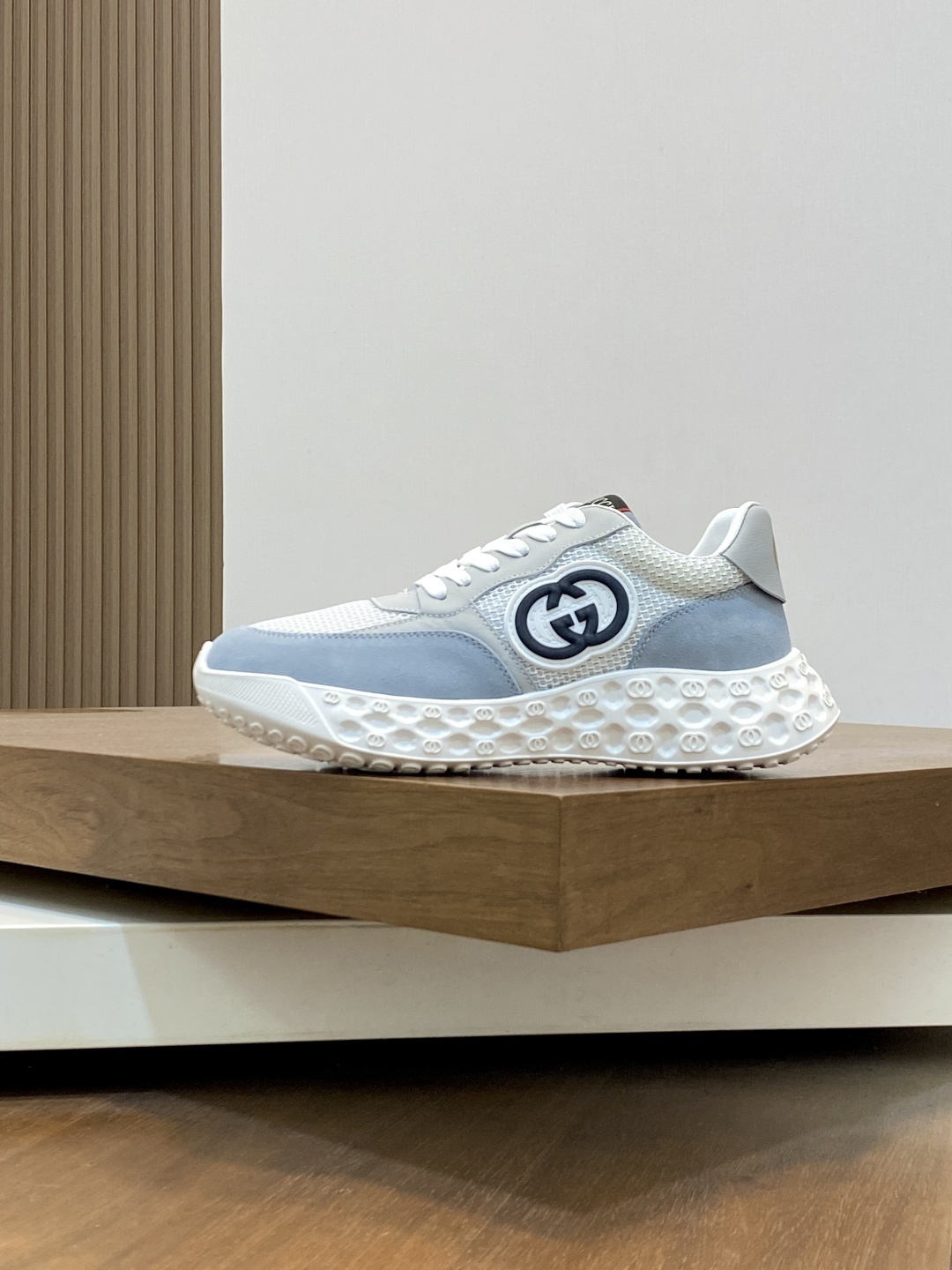Gucci MAC80 sneakers in white and light blue with the Interlocking G logo