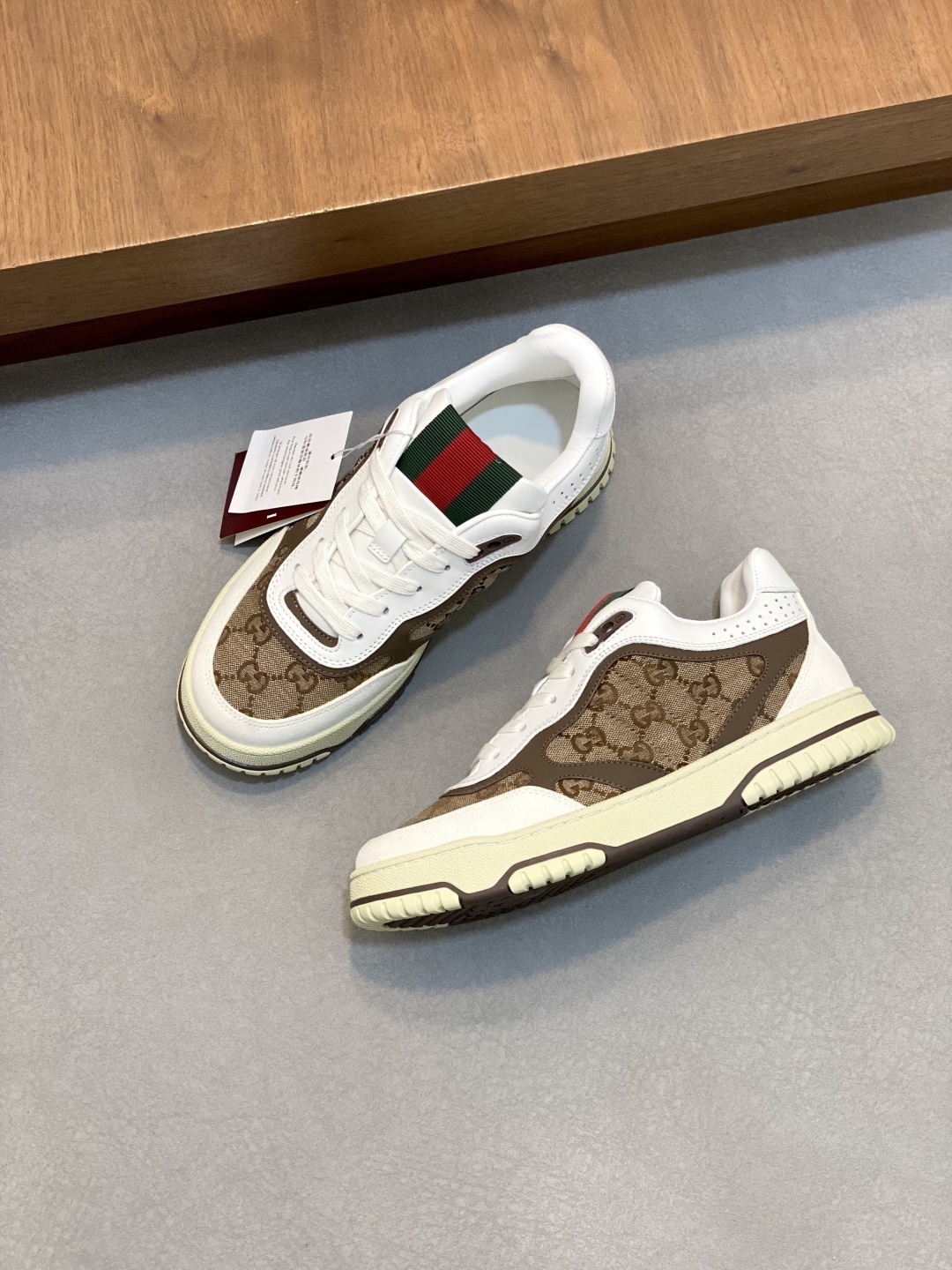Gucci Re-Web trainers in Original GG canvas and white leather