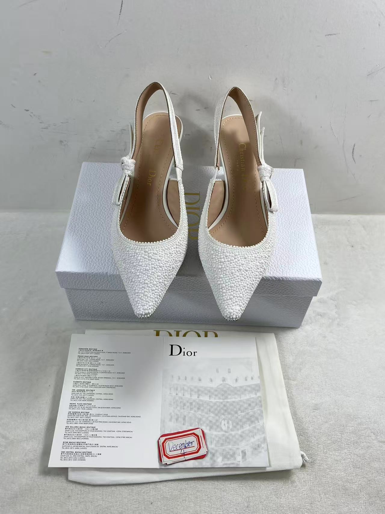 Dior J'Adior slingback pump in embroidered cotton with a comma heel
