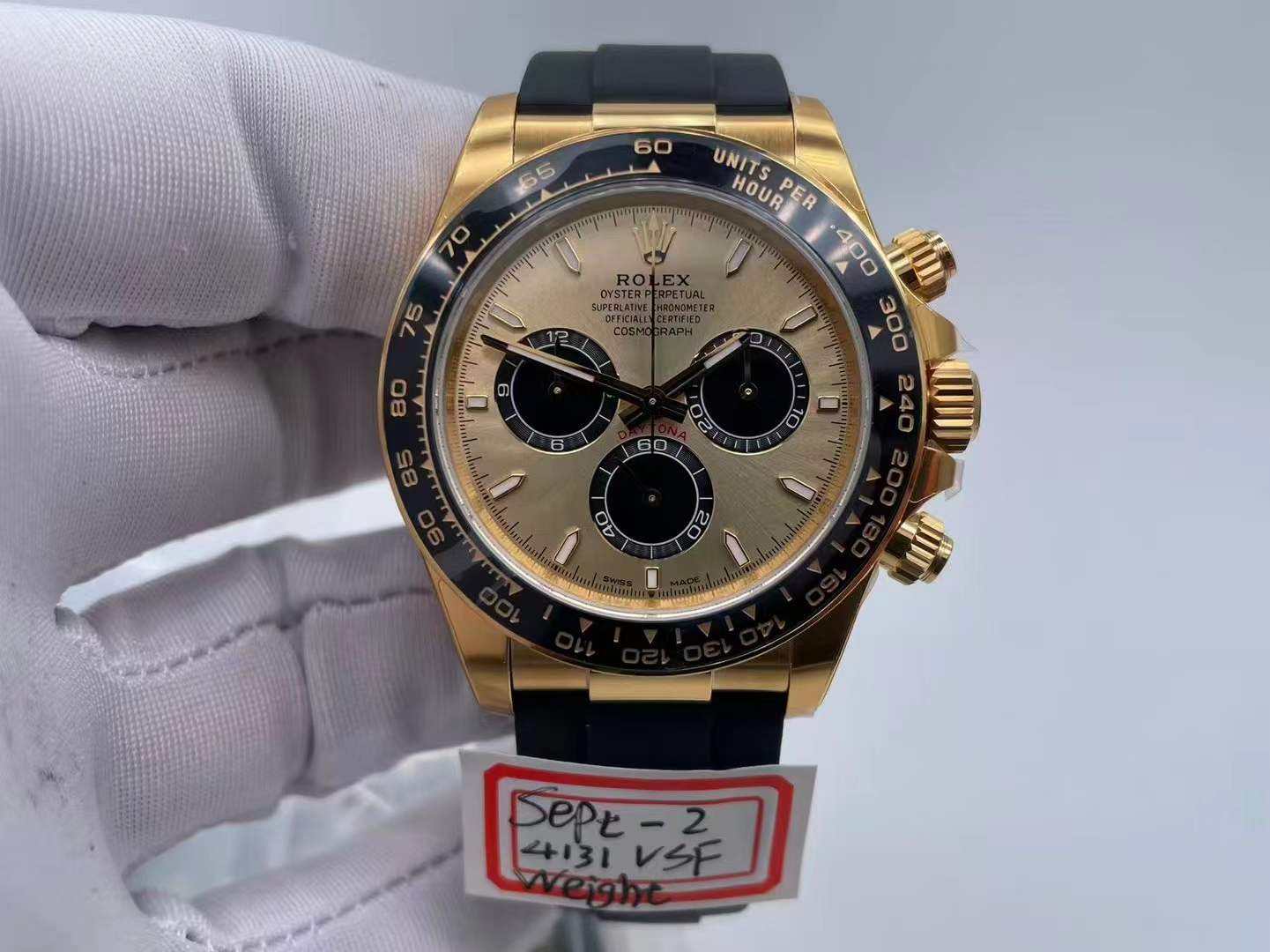 ROLDYT0593 - Daytona 126518LN 904L YG/RU Gold/Stk VSF DD4131 $838
