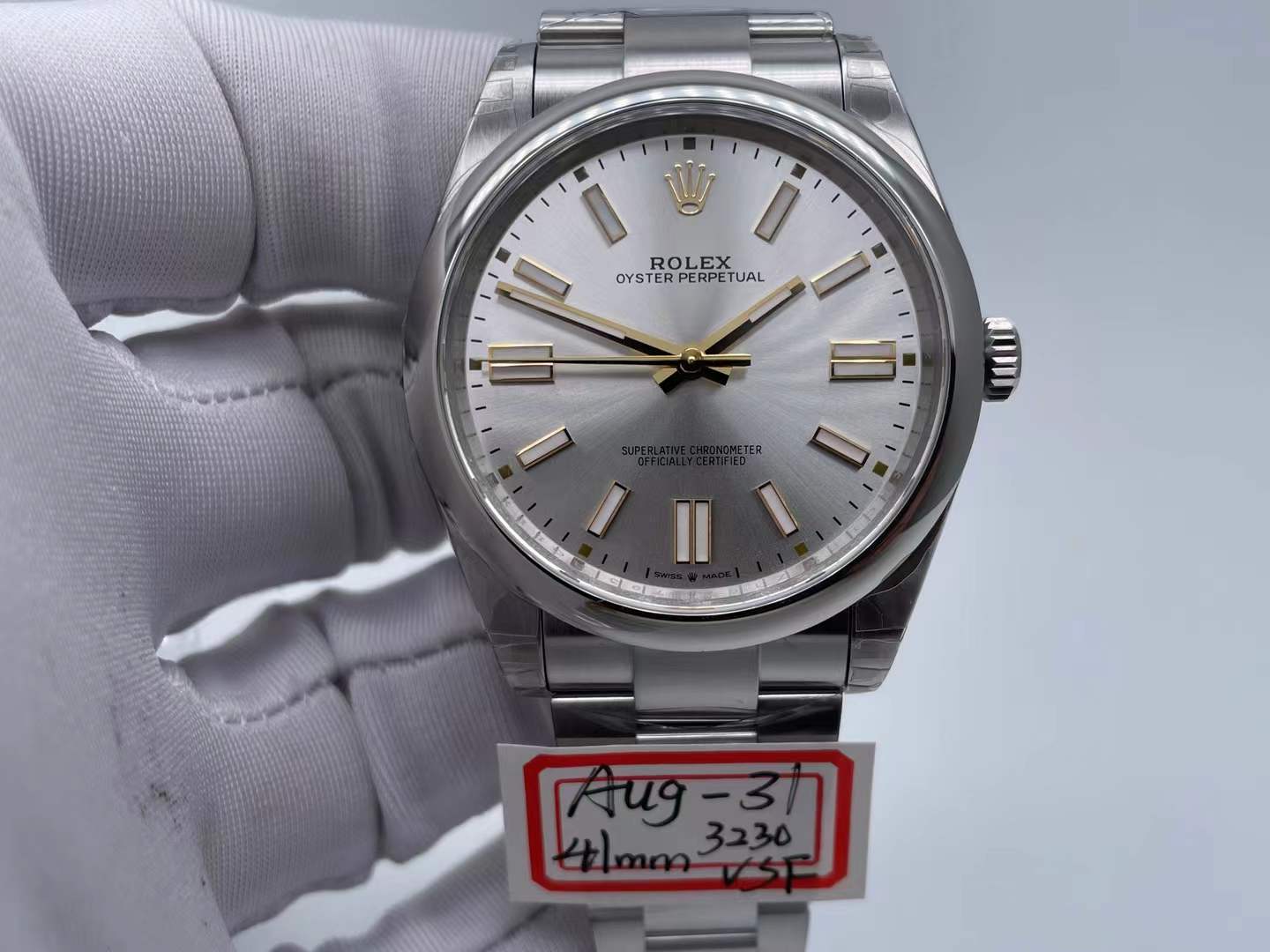 ROYP049A - Oyster Pert 41mm 124300 Oys SS/SS Silv VSF V2 VS3230 $498