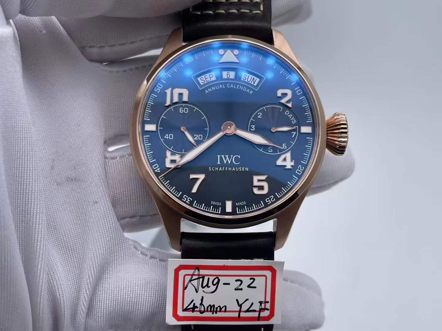 IWC0429C - Big Pilot Annual Cal. LPP RG/LE Blue YLF V2 A52850 $398
