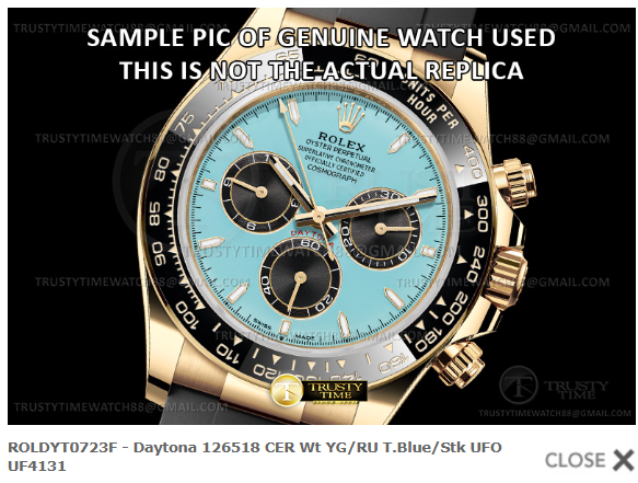 ROLDYT0723F - Daytona 126518 CER Wt YG/RU T.Blue/Stk UFO UF4131 $1,168