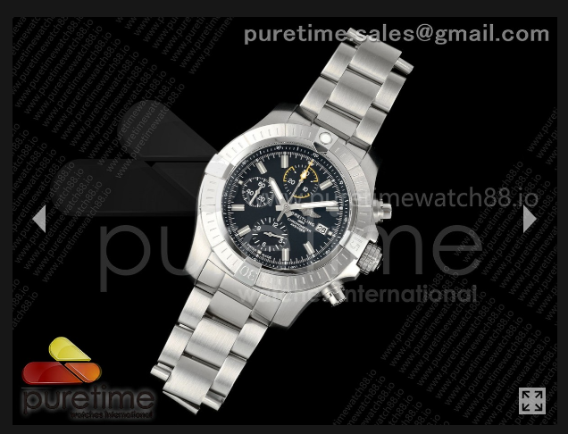 Avenger Chrono SS TF 1:1 Best Edition Black Dial on SS Bracelet A7750 V2 $478