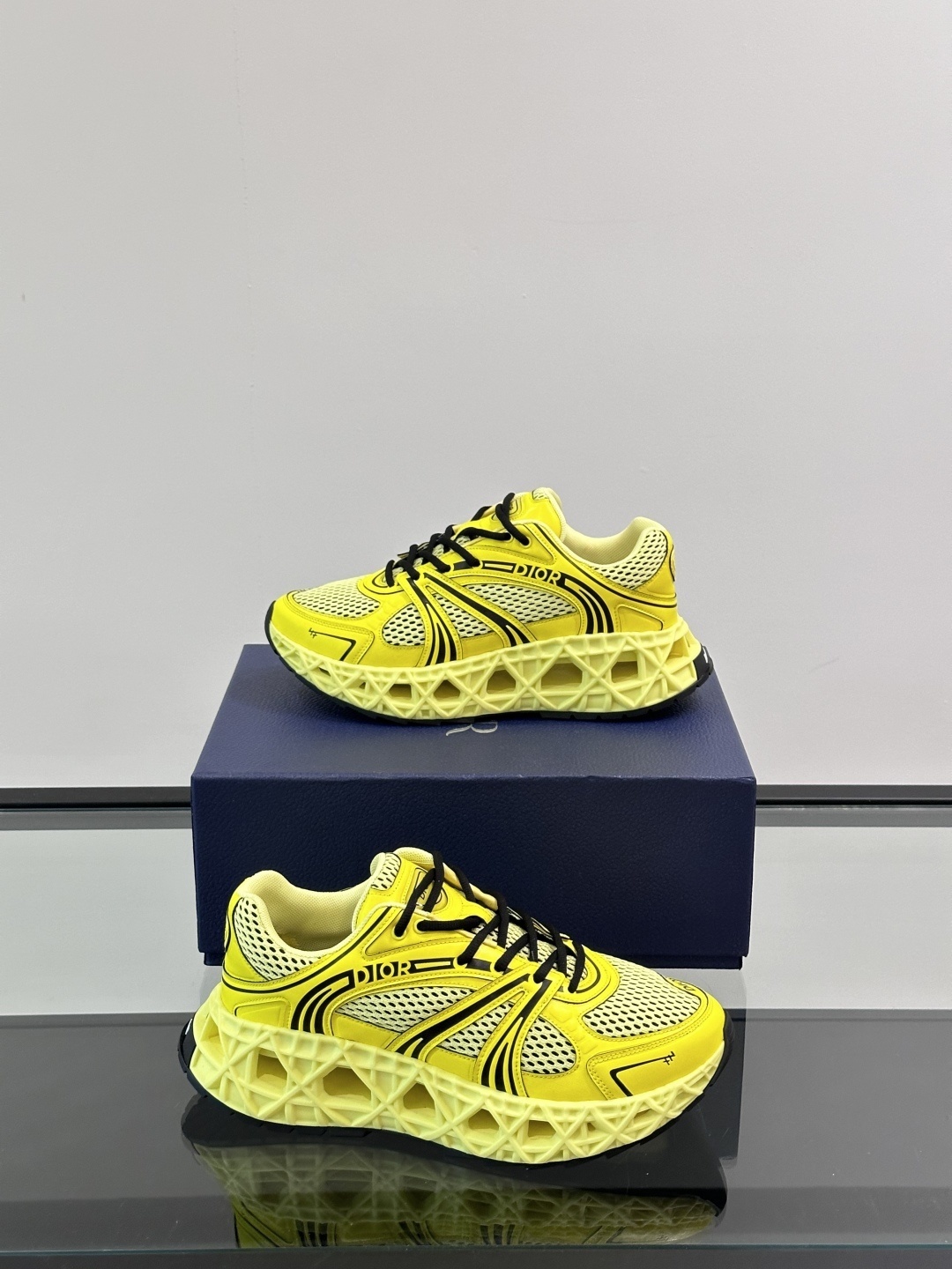 Dior x Kaws Men's B35 NXXT low top sneaker in yellow