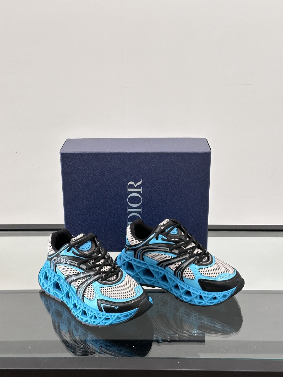 Dior B35 NXXT sneaker in light blue and navy blue