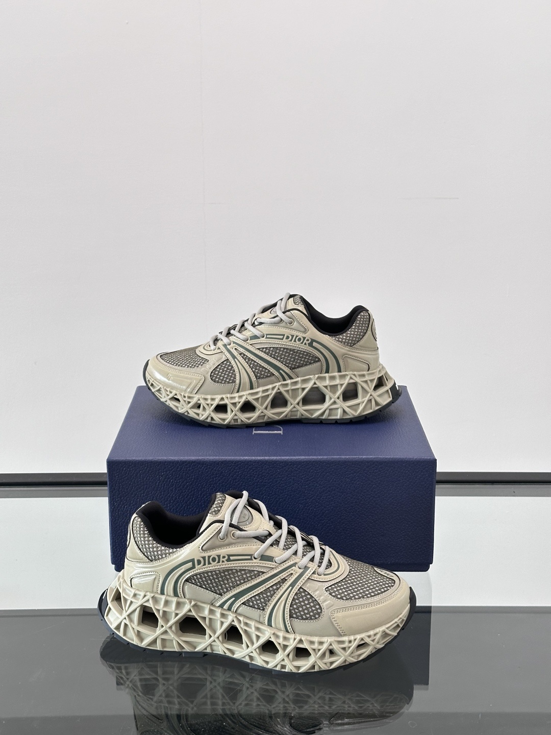 Dior B35 NXXT sneaker in beige technical fabric and mesh