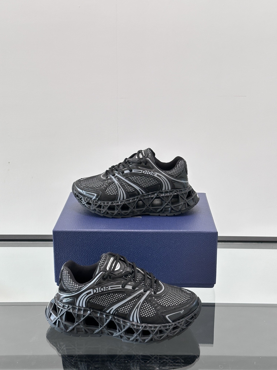 Dior B35 NXXT sneaker in black technical fabric and black technical mesh
