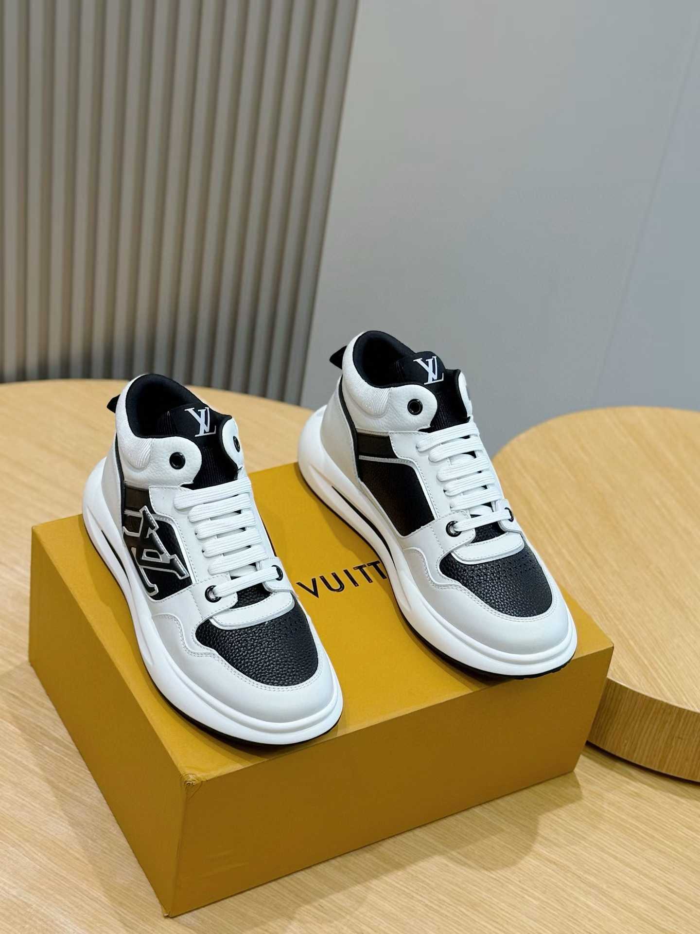 LV Trainer sneaker in a white and black colorway