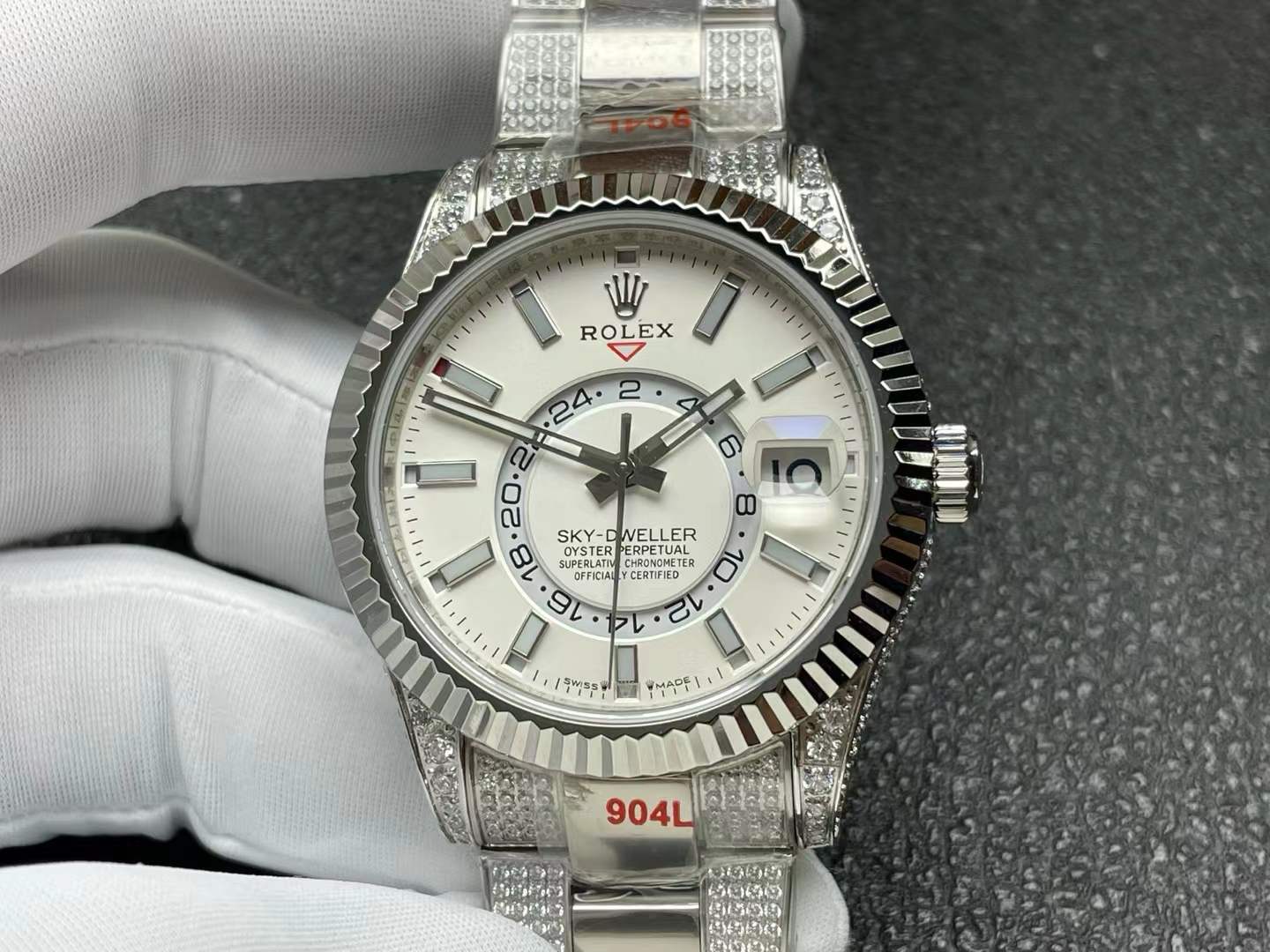 Rolex Sky-Dweller watch in white gold and Oystersteel
