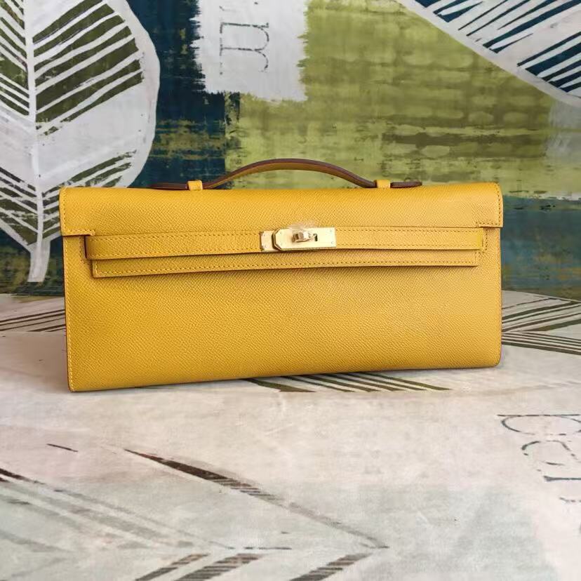 Hermès Kelly Cut clutch bag yellow epsom leather