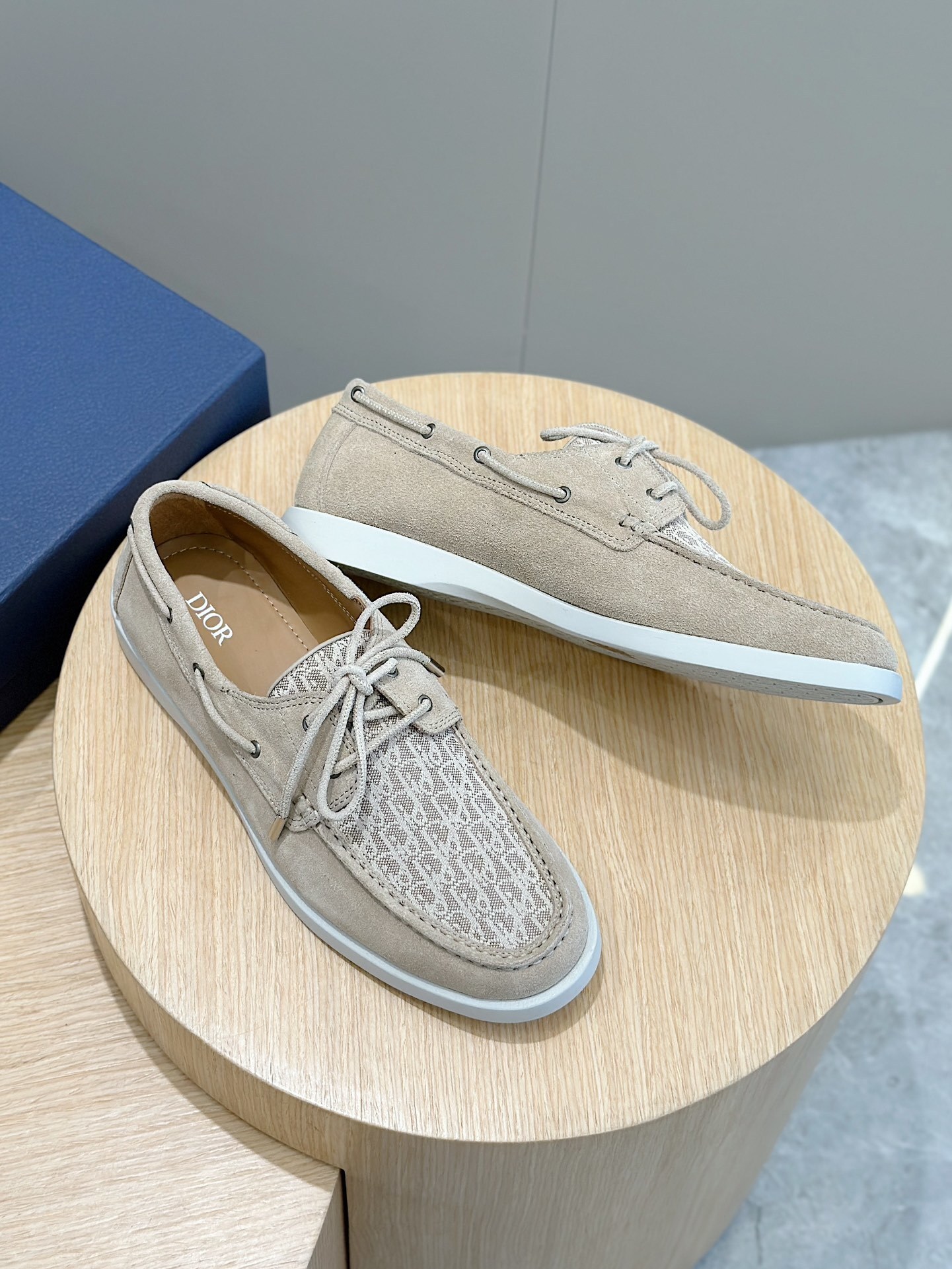 Dior Granville loafer in beige suede and Dior Oblique jacquard