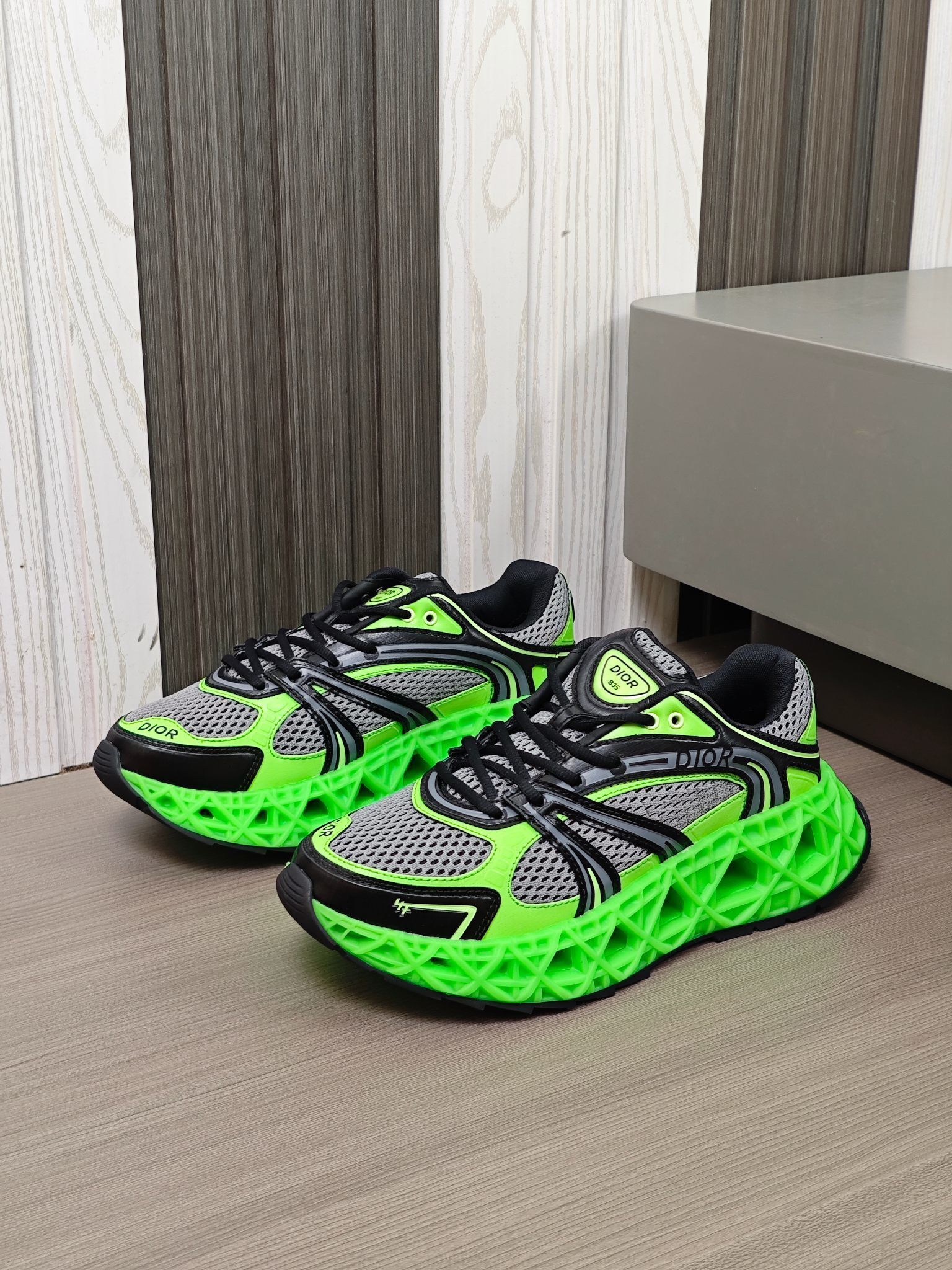 Dior B35 NXXT sneakers neon green and black
