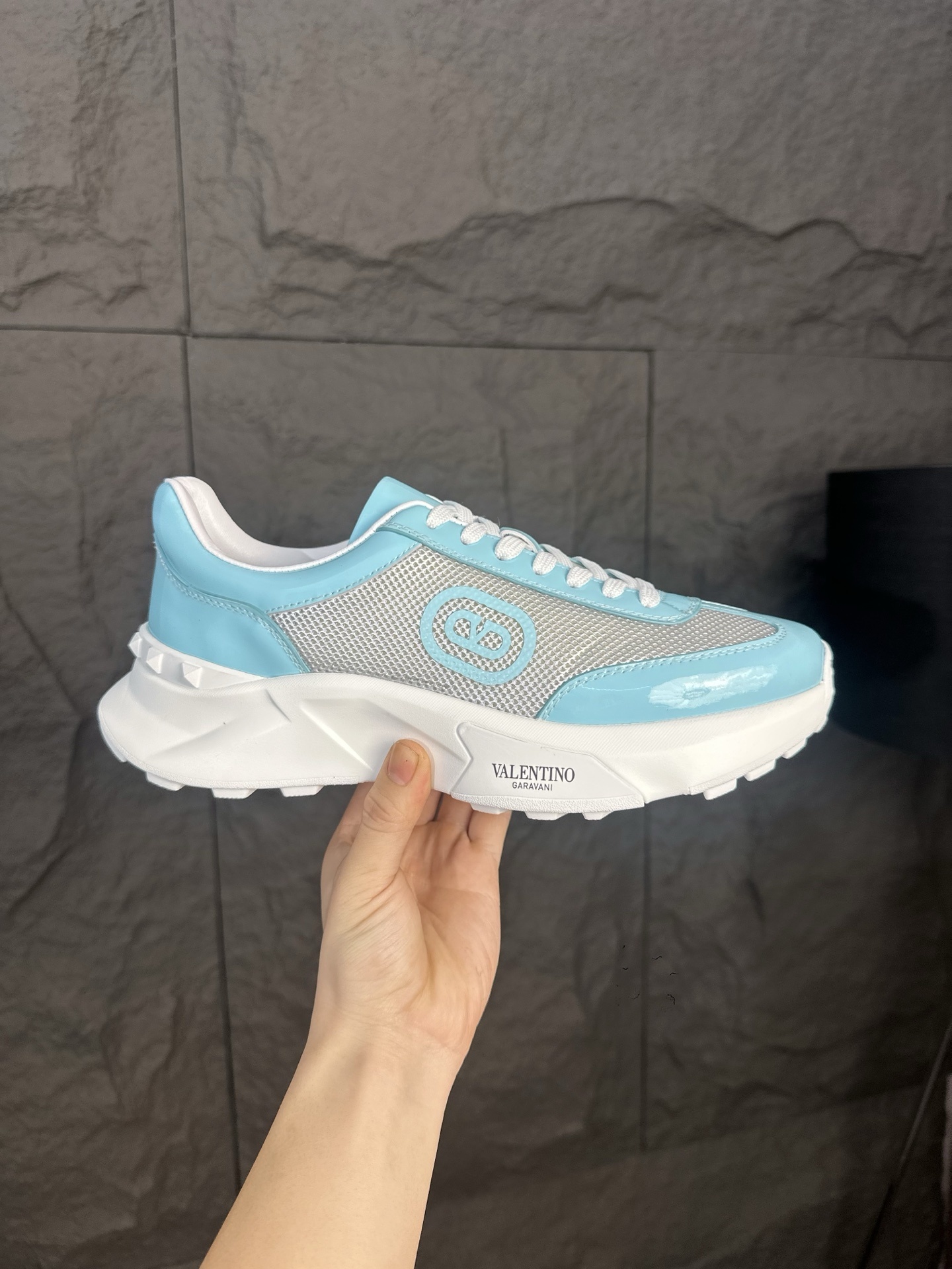 Valentino Garavani Upvillage low top sneaker in the light blue and grey