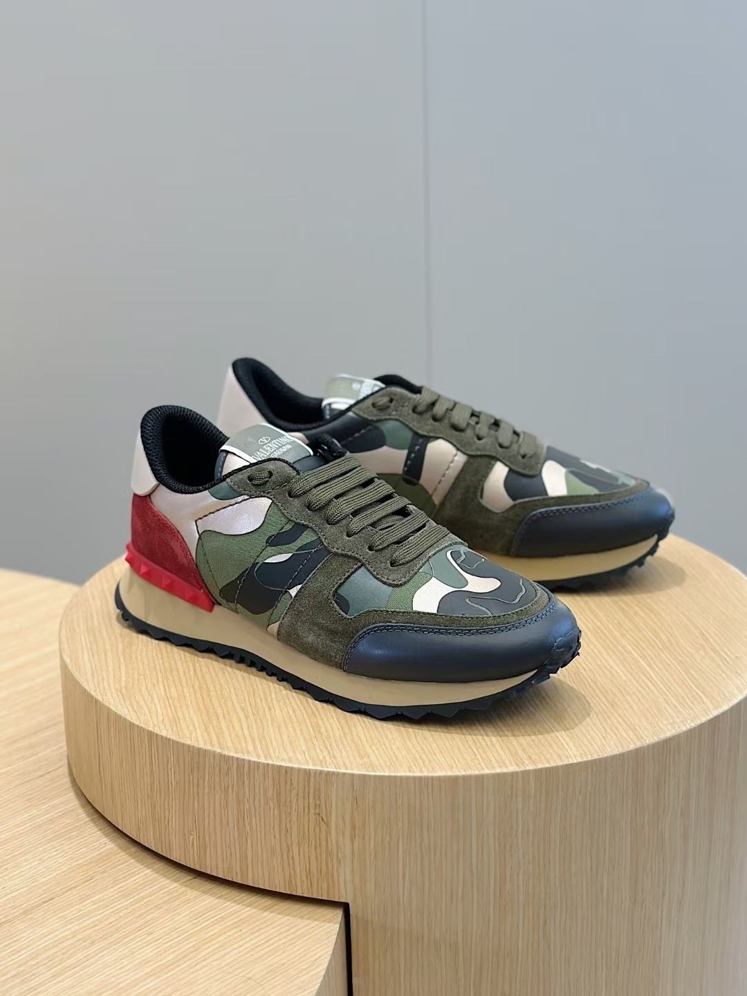 Valentino Garavani Rockrunner camouflage-print leather and suede sneaker