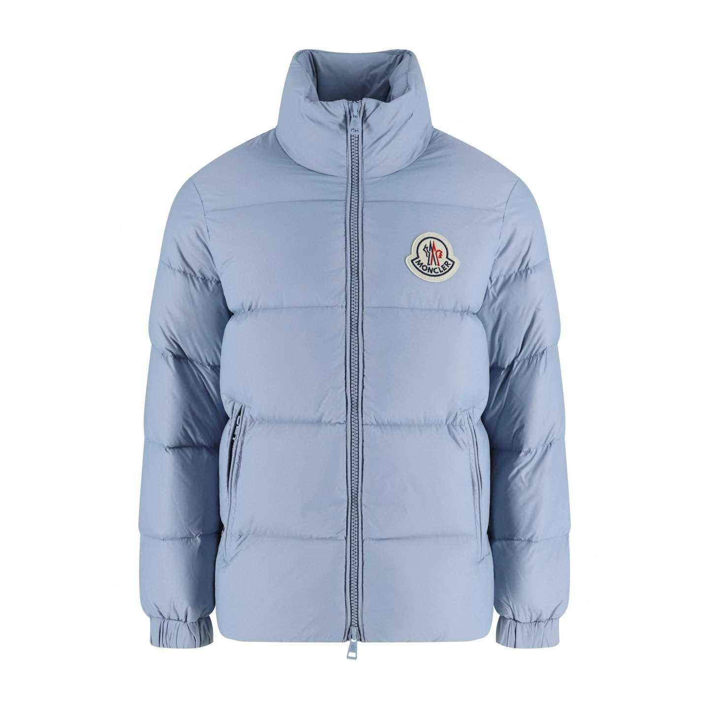 Moncler Citala short down jacket in a light blue polyamide shell with feather down filling