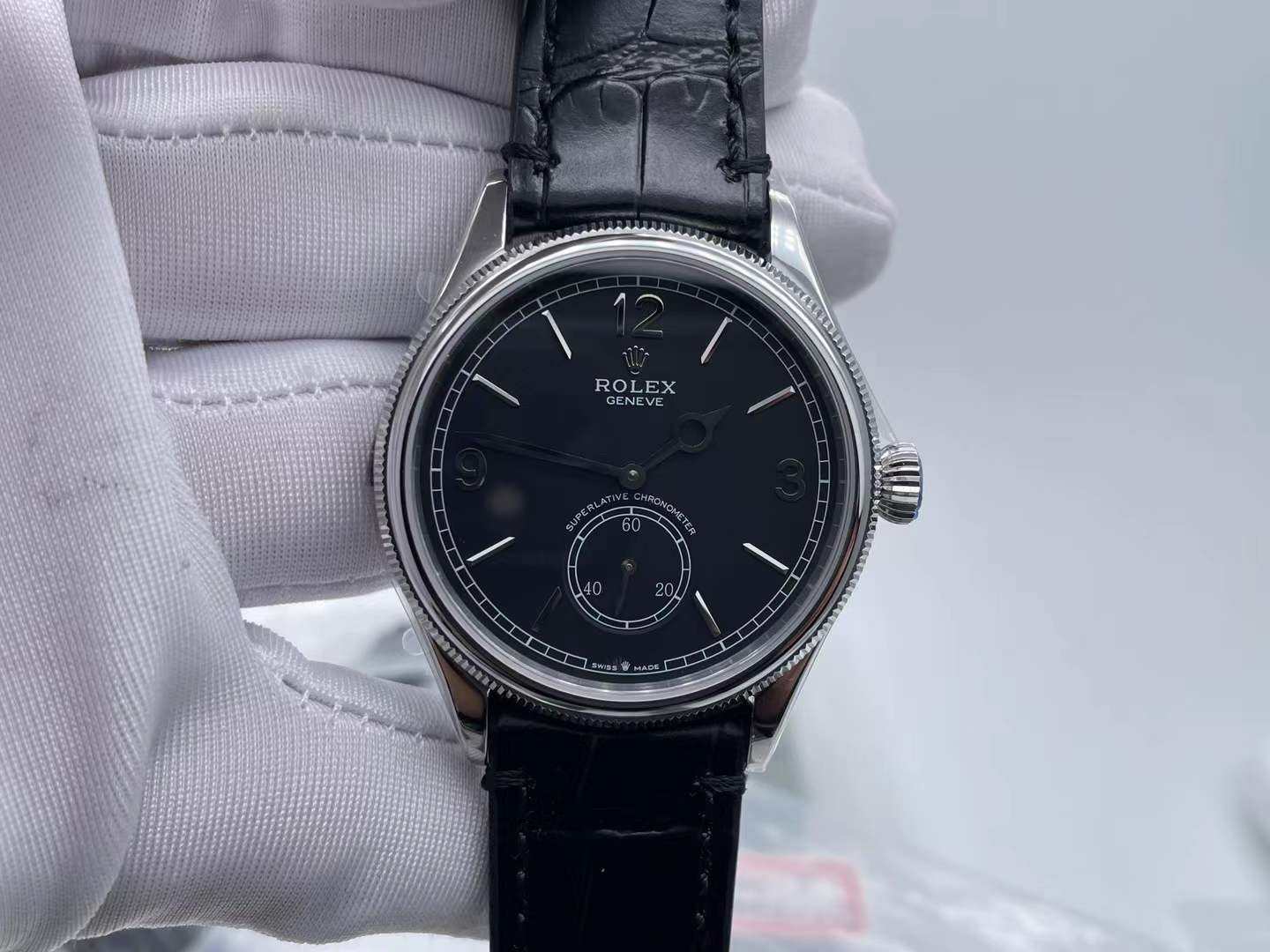 Perpetual 1908 52509 39mm SS ESF Black Dial On Black Leather Strap A7140 $288.00