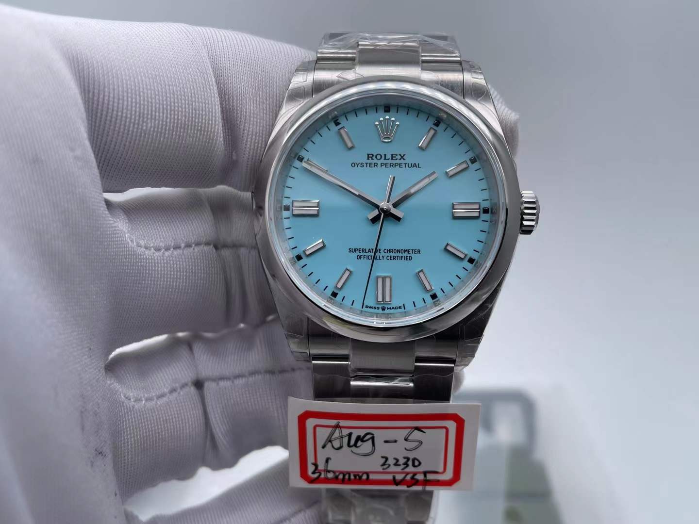 ROYP047D - Oyster Pert 41mm 124300 SS/SS T.Blue VSF VR3230 $358.00