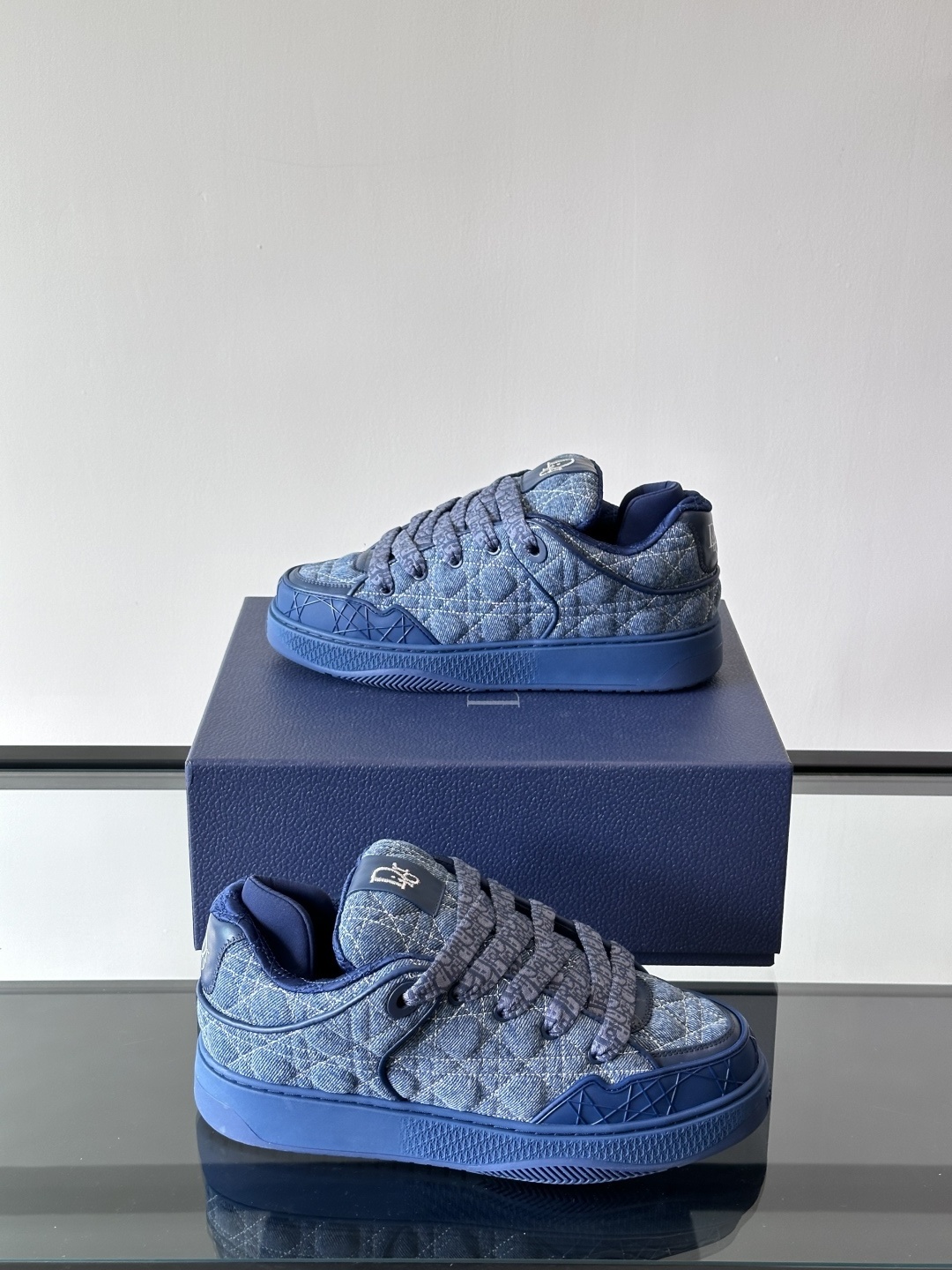 Dior B9S Skater Sneaker in blue Kumo Cannage denim