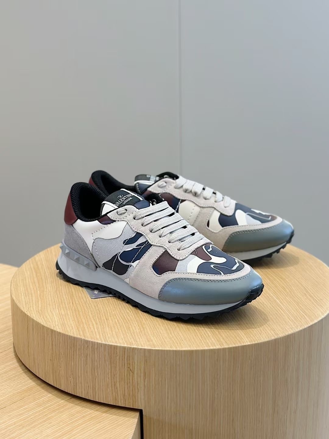 Valentino Garavani Rockrunner camouflage sneakers in a multicolor canvas, leather, and suede design