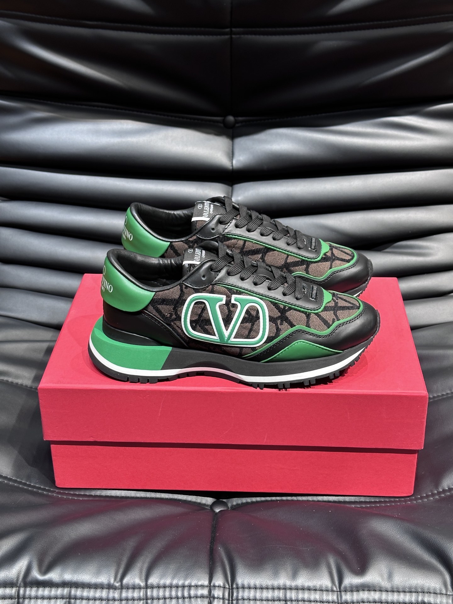 Valentino Garavani VLogo Pace low-top sneakers in a multicolor, black, and green colorway