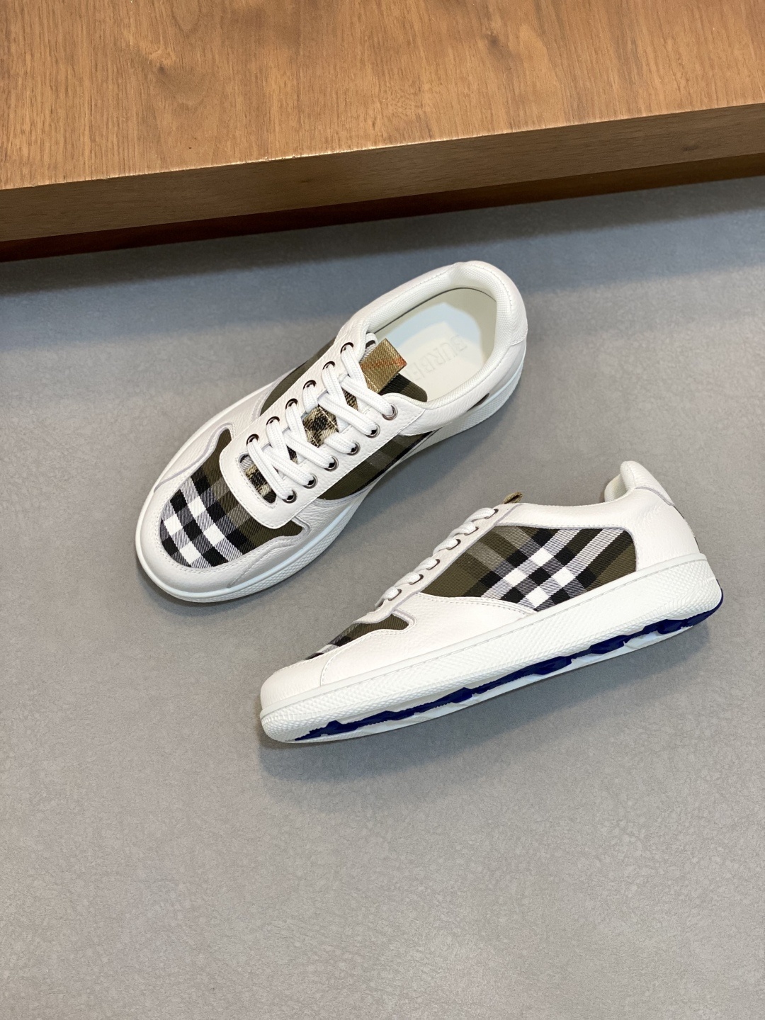 Burberry Terrace Check canvas and leather sneaker in white