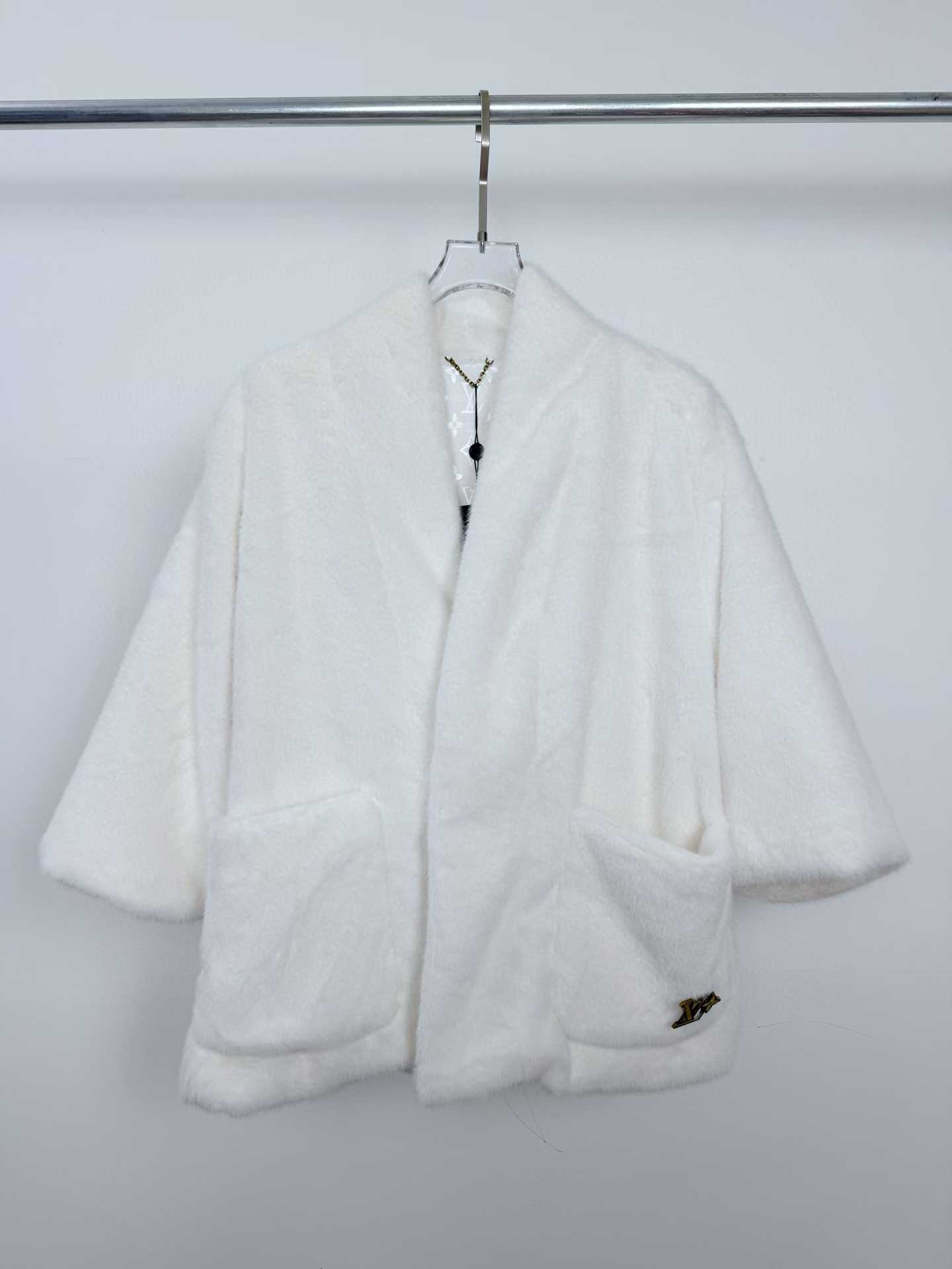 LV Mink Kimono Jacket in white