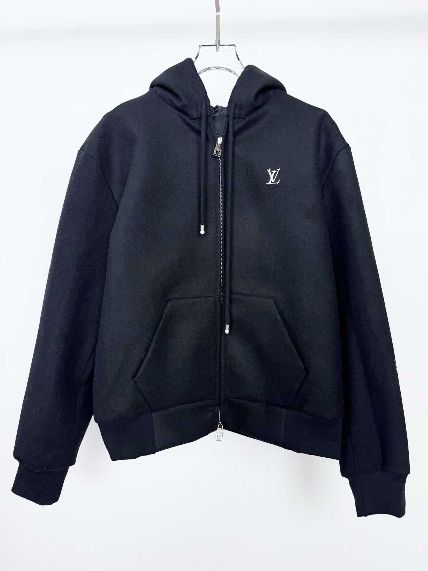 LV fleece-lined zip-up hoodie black