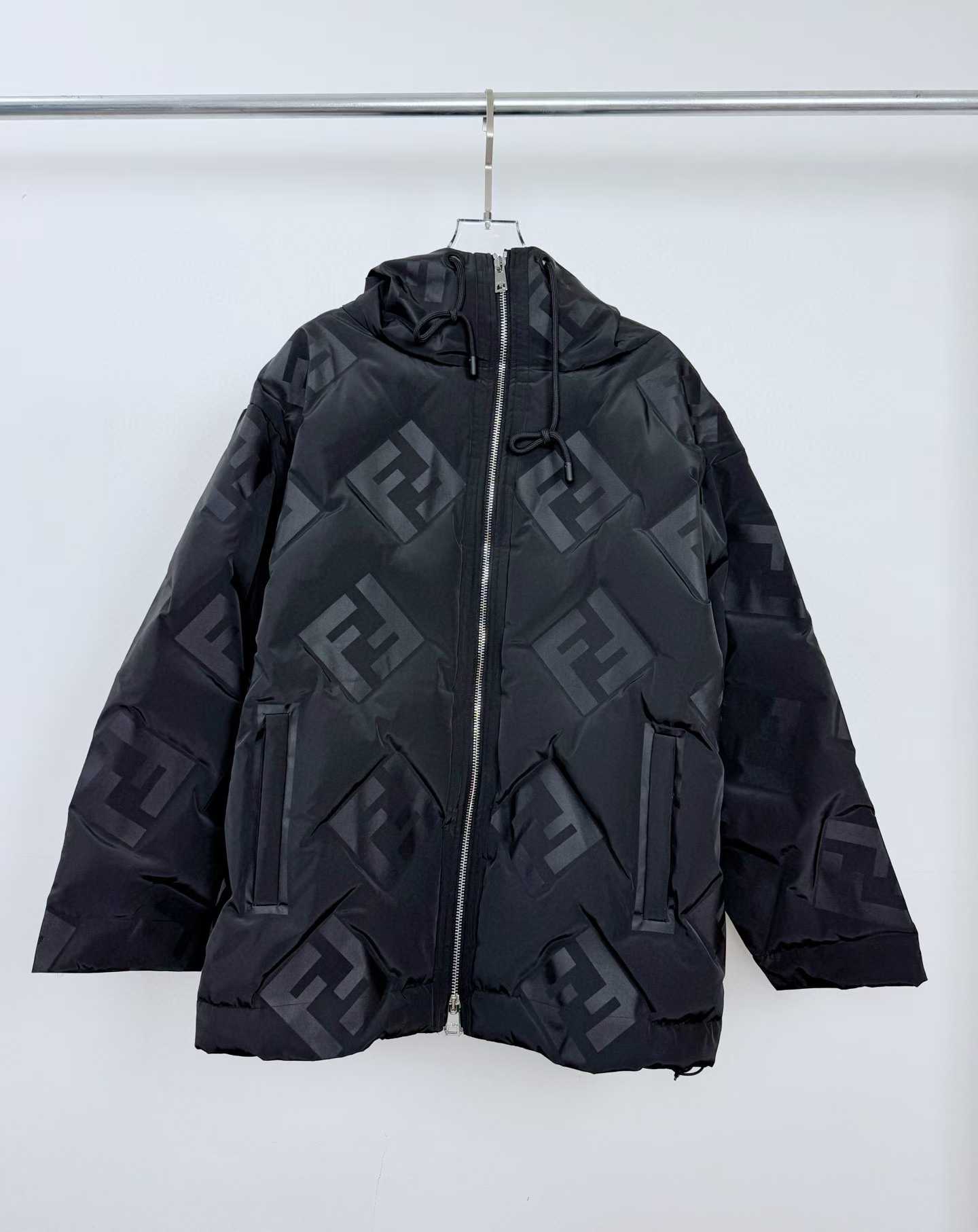 Fendi technical fabric down jacket with the FF logo pattern