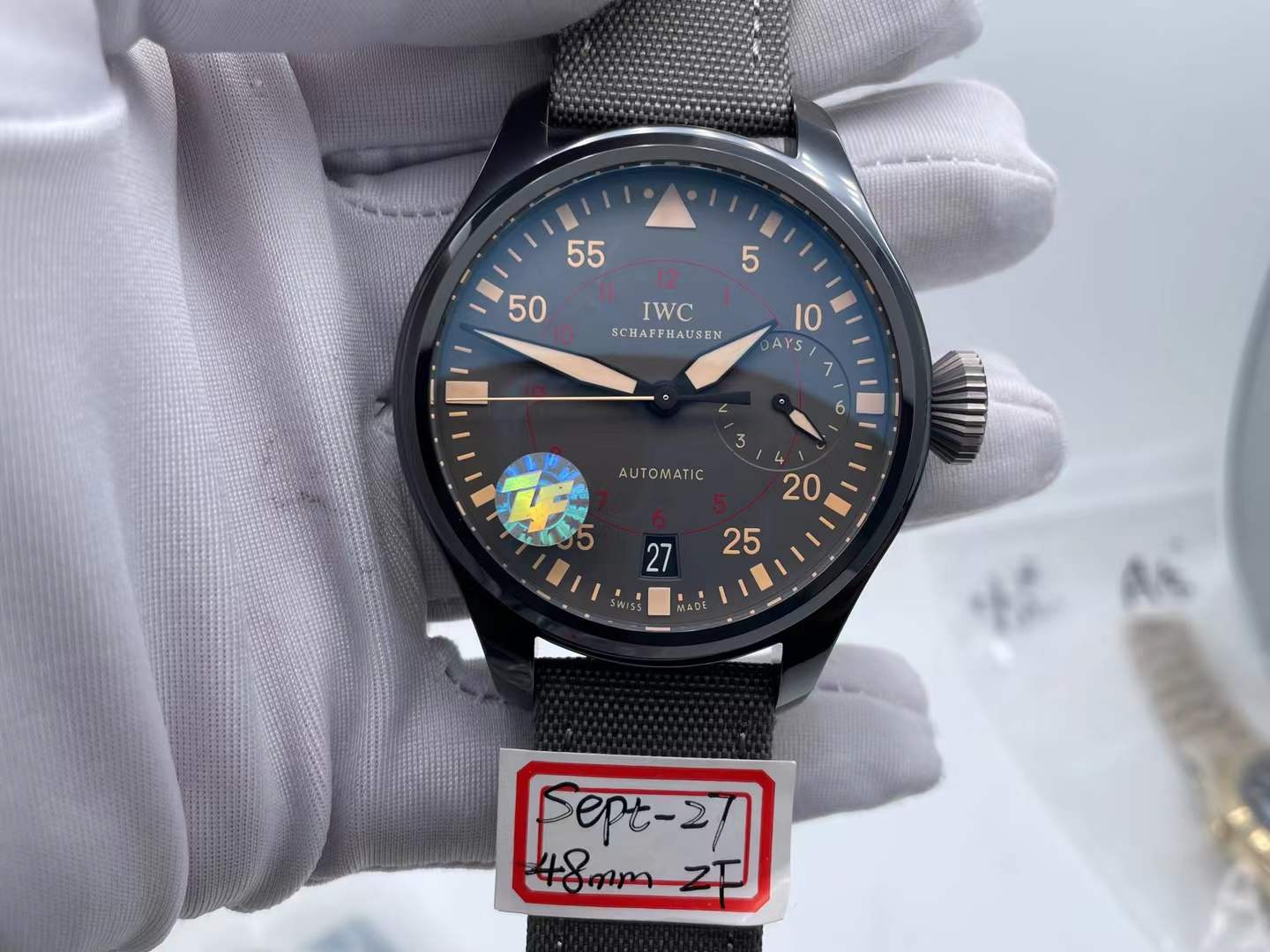 IWC Big Pilot's Watch Top Gun Miramar with a ceramic case and fabric strap