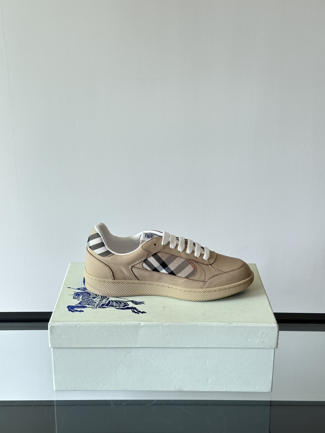Burberry Check Terrace Sneakers in the sand colorway